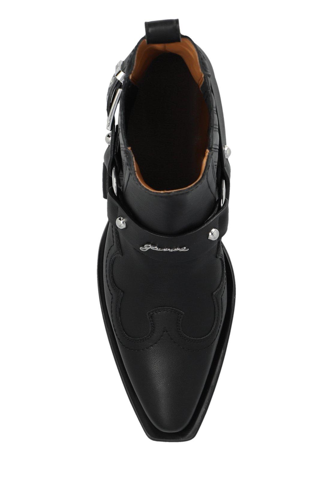 Ganni Western Chelsea Ankle Boots In Black