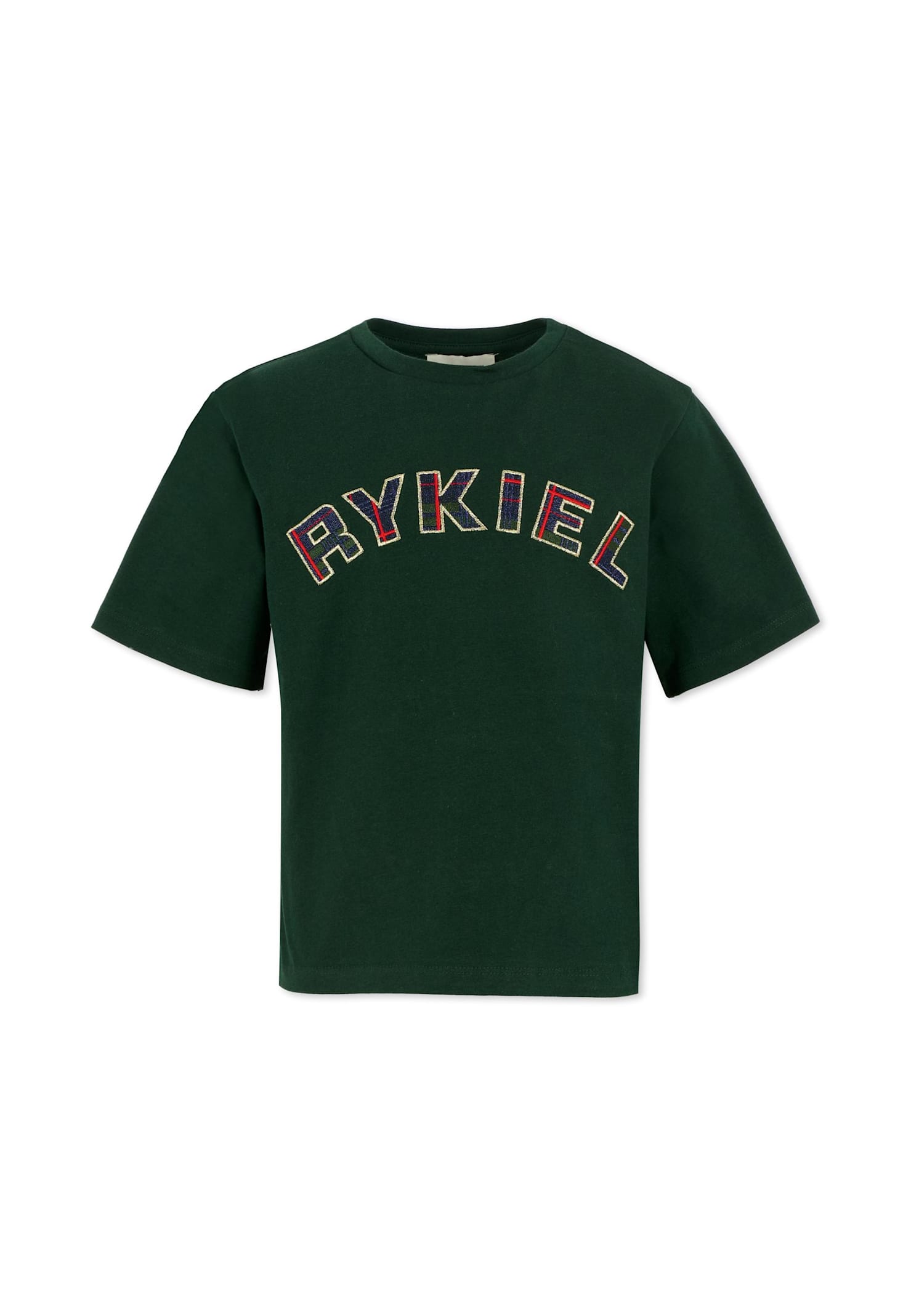 Rykiel Enfant Green T-shirt For Girl With Logo In Green