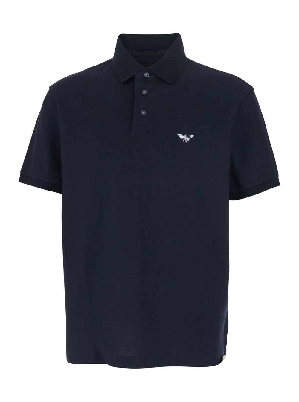 Emporio Armani Blue Polo Shirt With Classic Collar And Logo Embroidery On The Front In Cotton Man