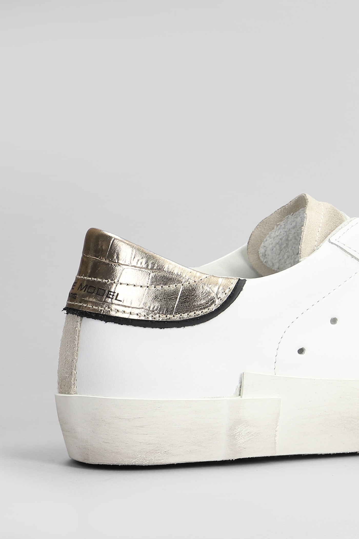 Philippe Model Prsx Low Sneakers In White Leather In White