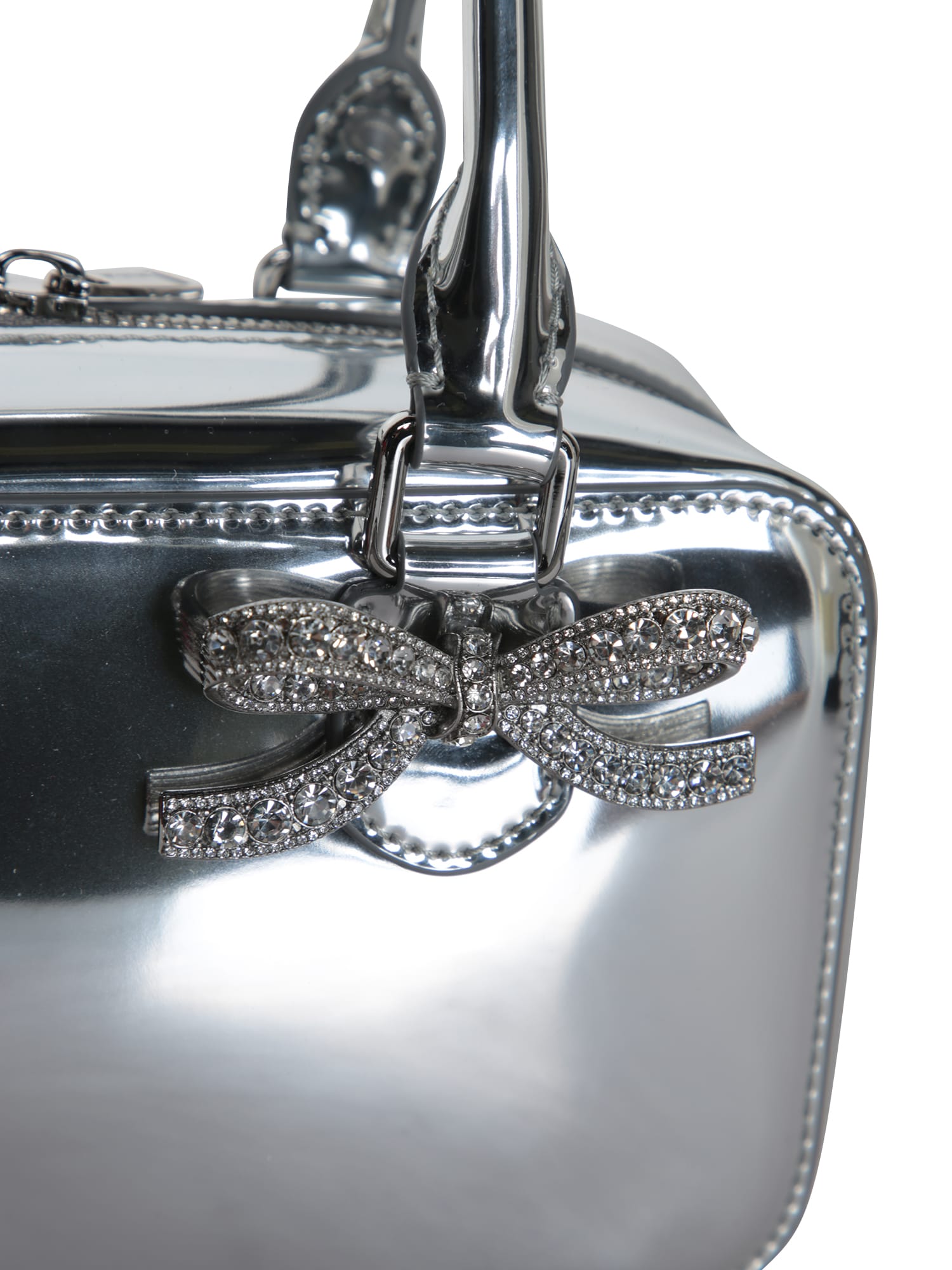 Self-portrait Silver-colored Handbag With Bows On The Front In Metallic