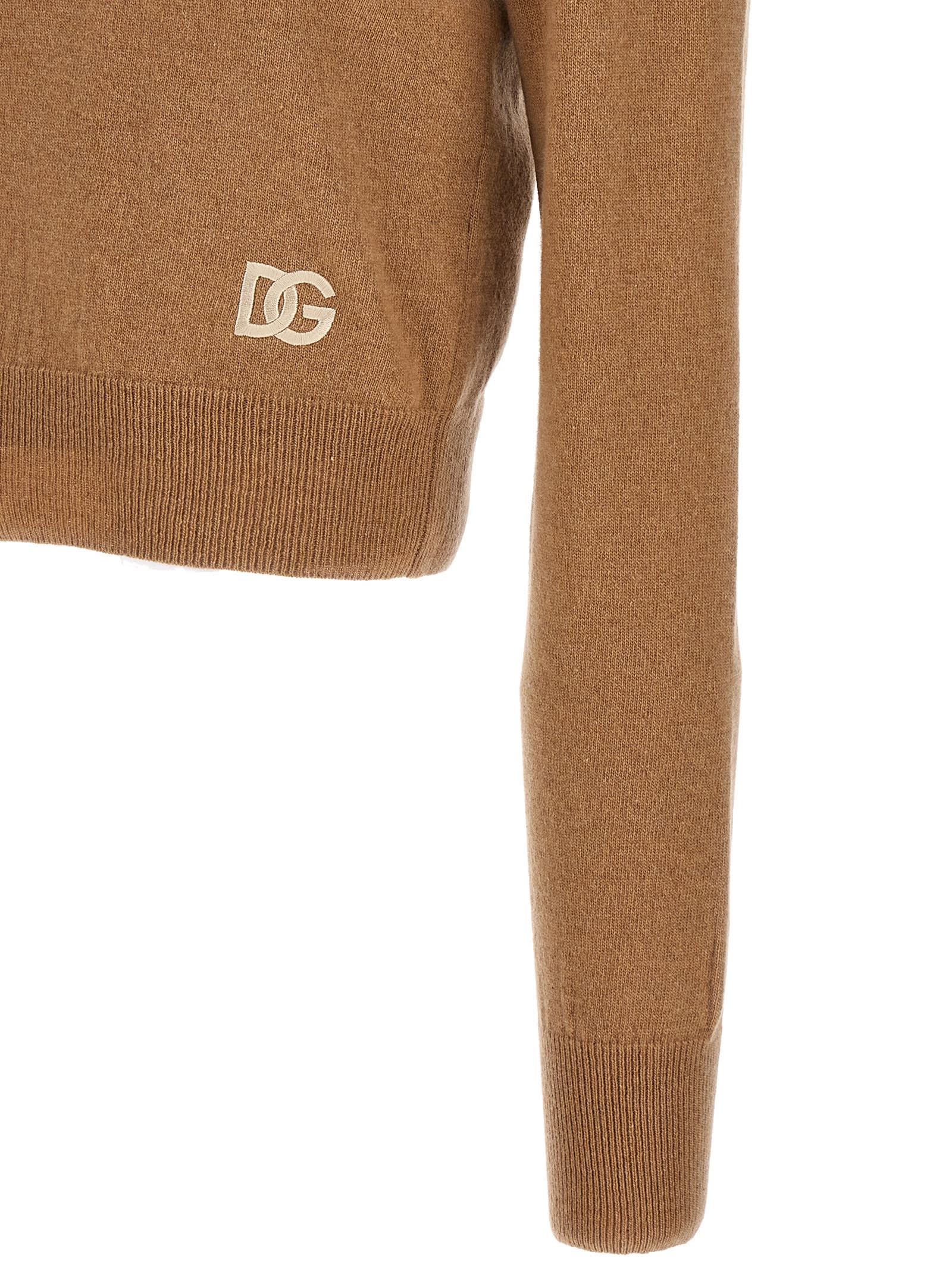 Shop Dolce & Gabbana Logo Embroidery Sweater In Cammello