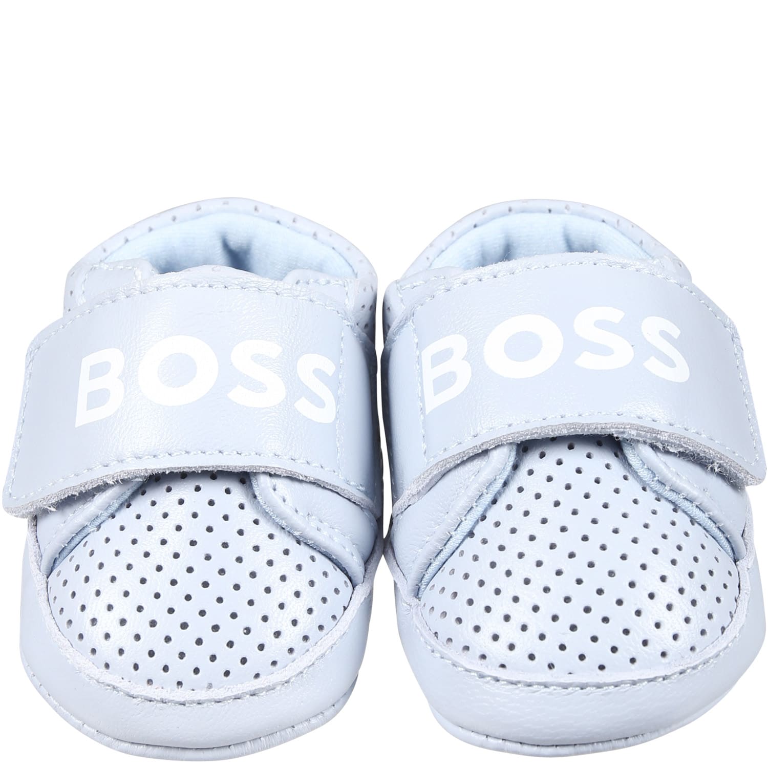 Shop Hugo Boss Sneakers Celesti Per Neonato Con Logo In Light Blue