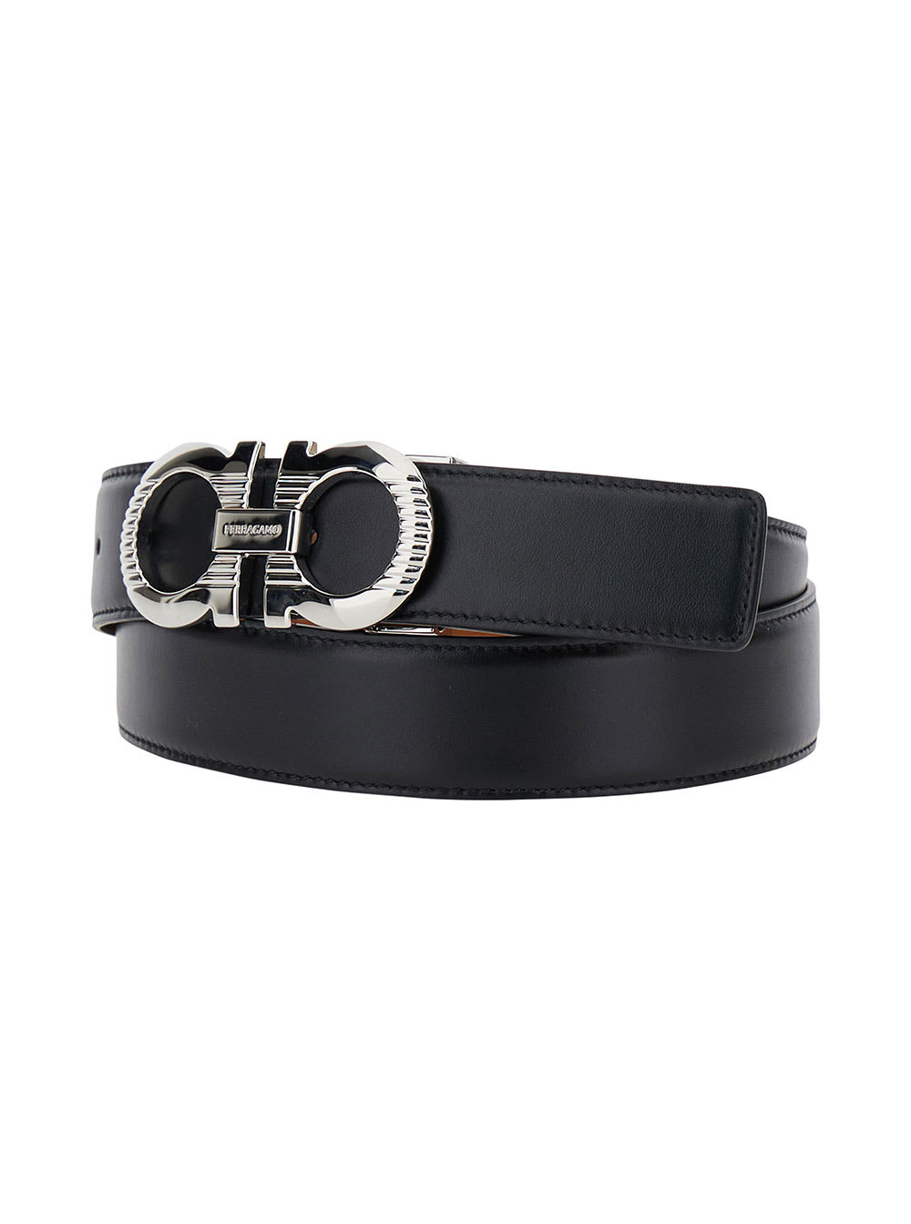 Shop Ferragamo Black Belt With Gancini Buckle In Leather Man