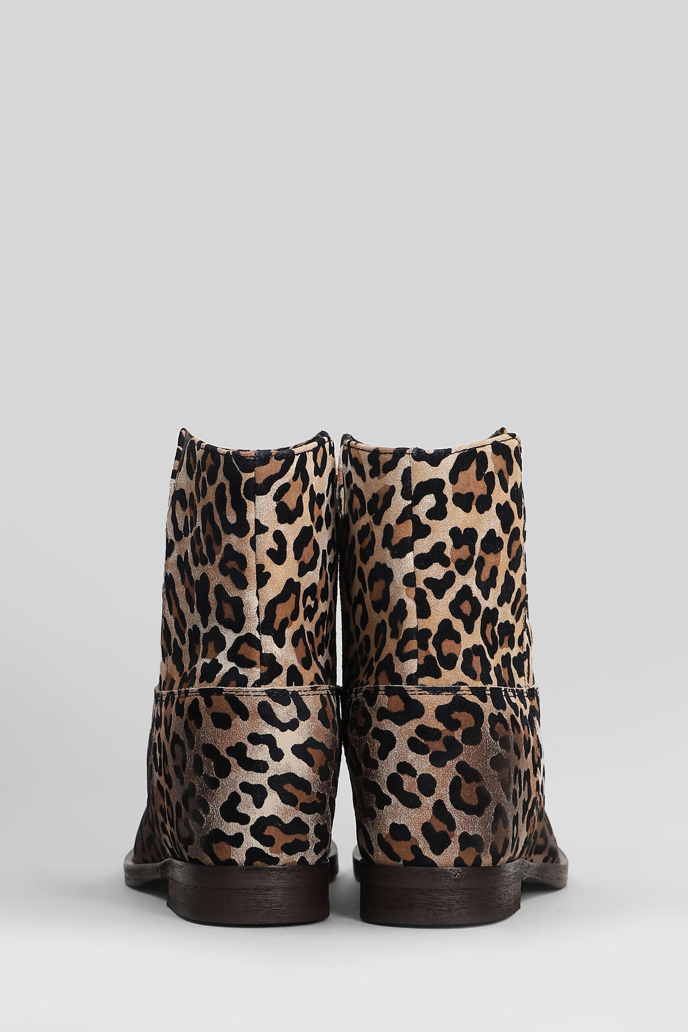 Via Roma 15 Ankle Boots Inside Wedge In Animalier Suede In Red