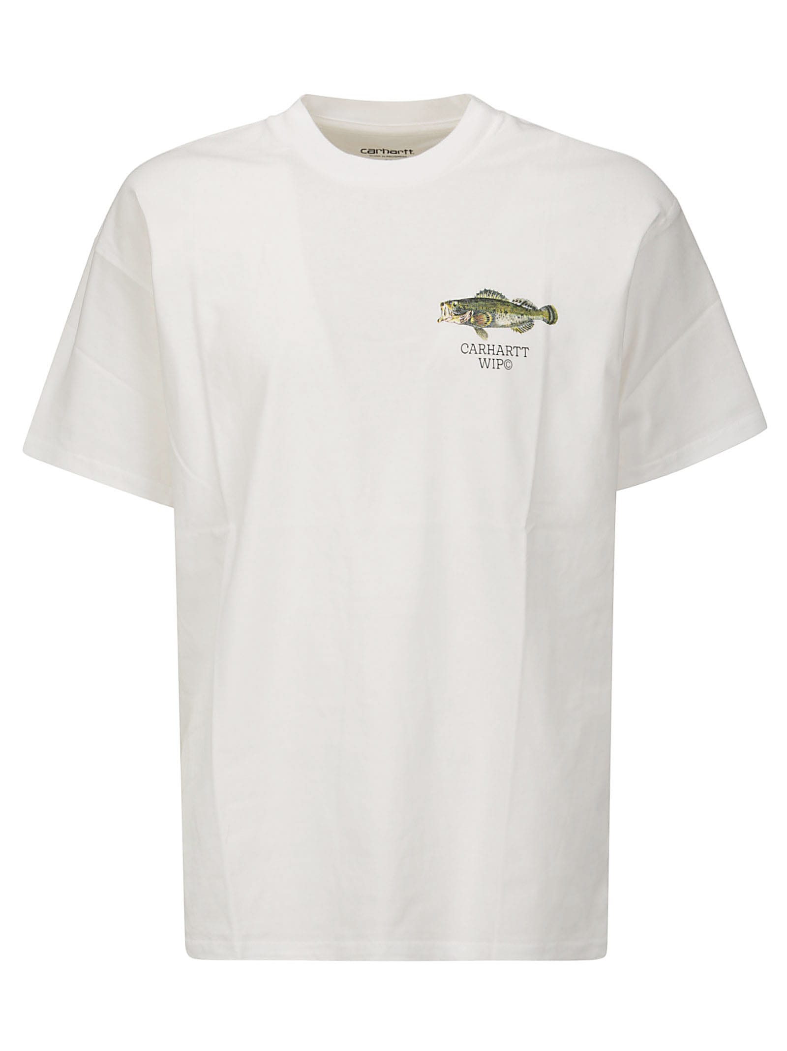 Shop Carhartt S/s Fish T-shirt Organic Cotton Single Jersey In White