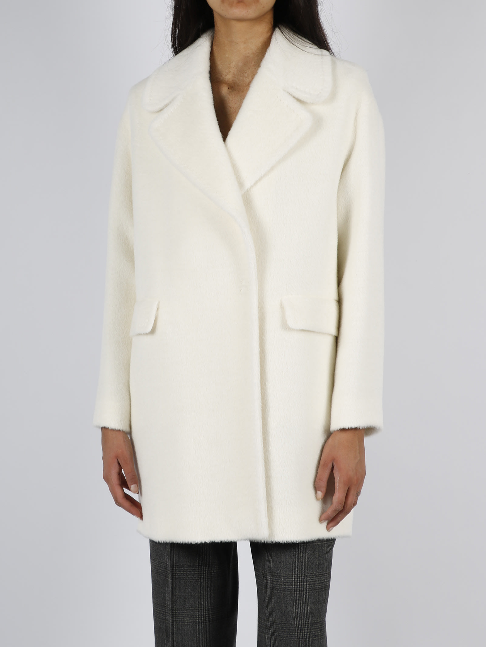 Shop Tagliatore Alpaca Wool Blend Double Beasted Coat In White