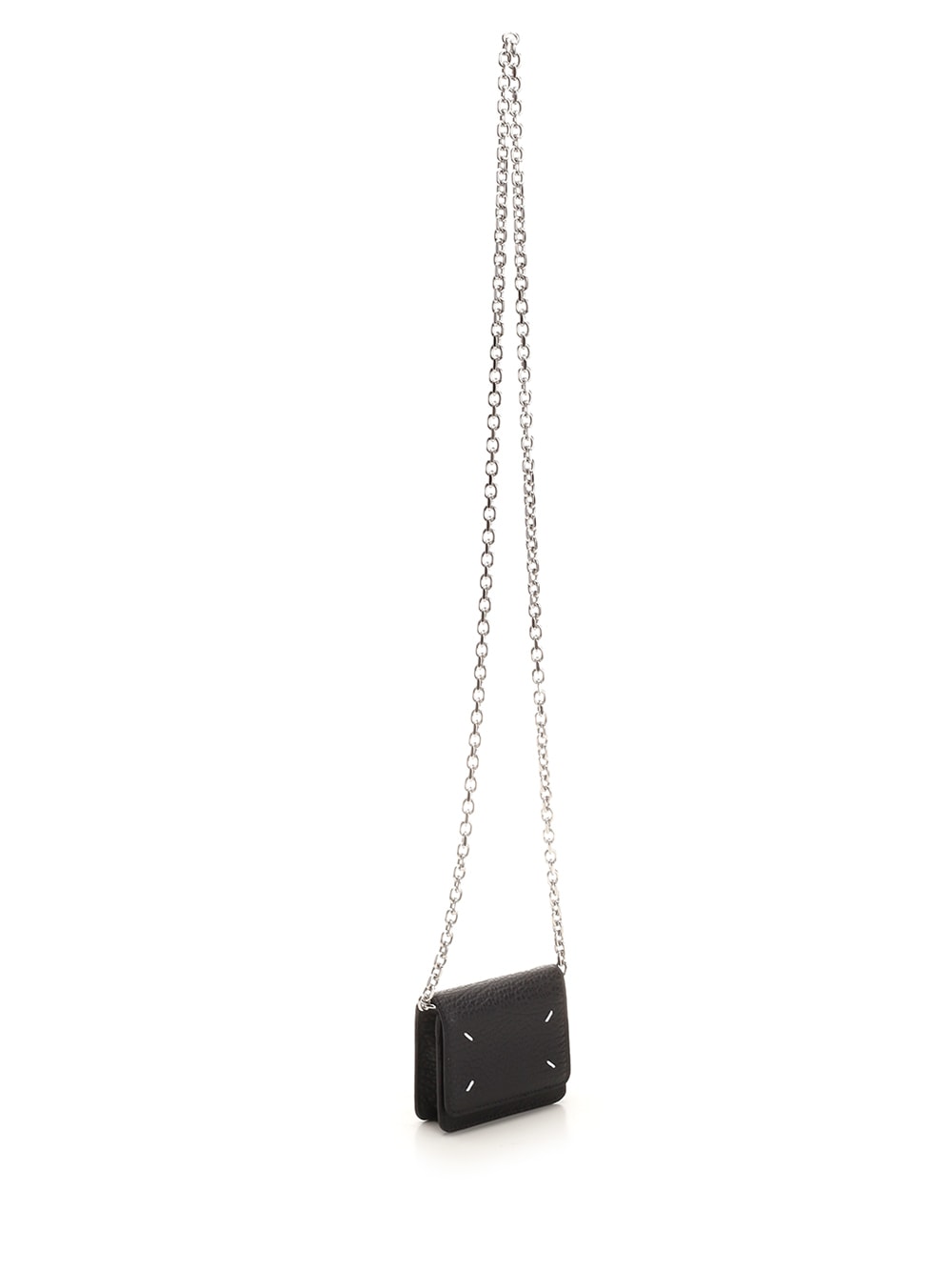 Shop Maison Margiela Small Wallet With Chain Shoulder Strap In Black