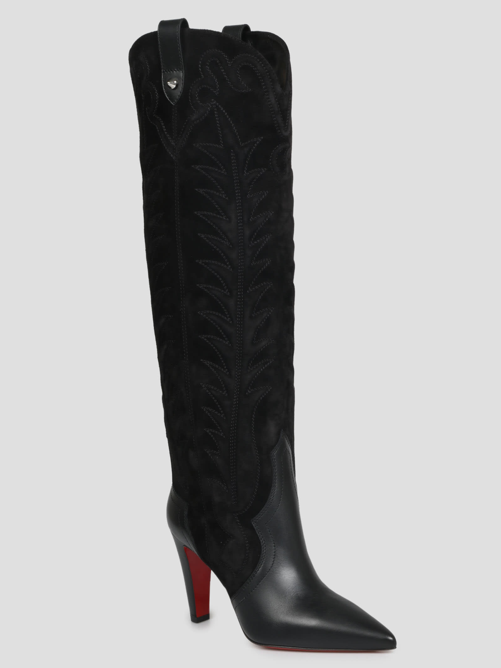 Christian Louboutin, Shoes, Christian Louboutin Santia Pointed Toe Knee  High Cowboy Boots White Suede