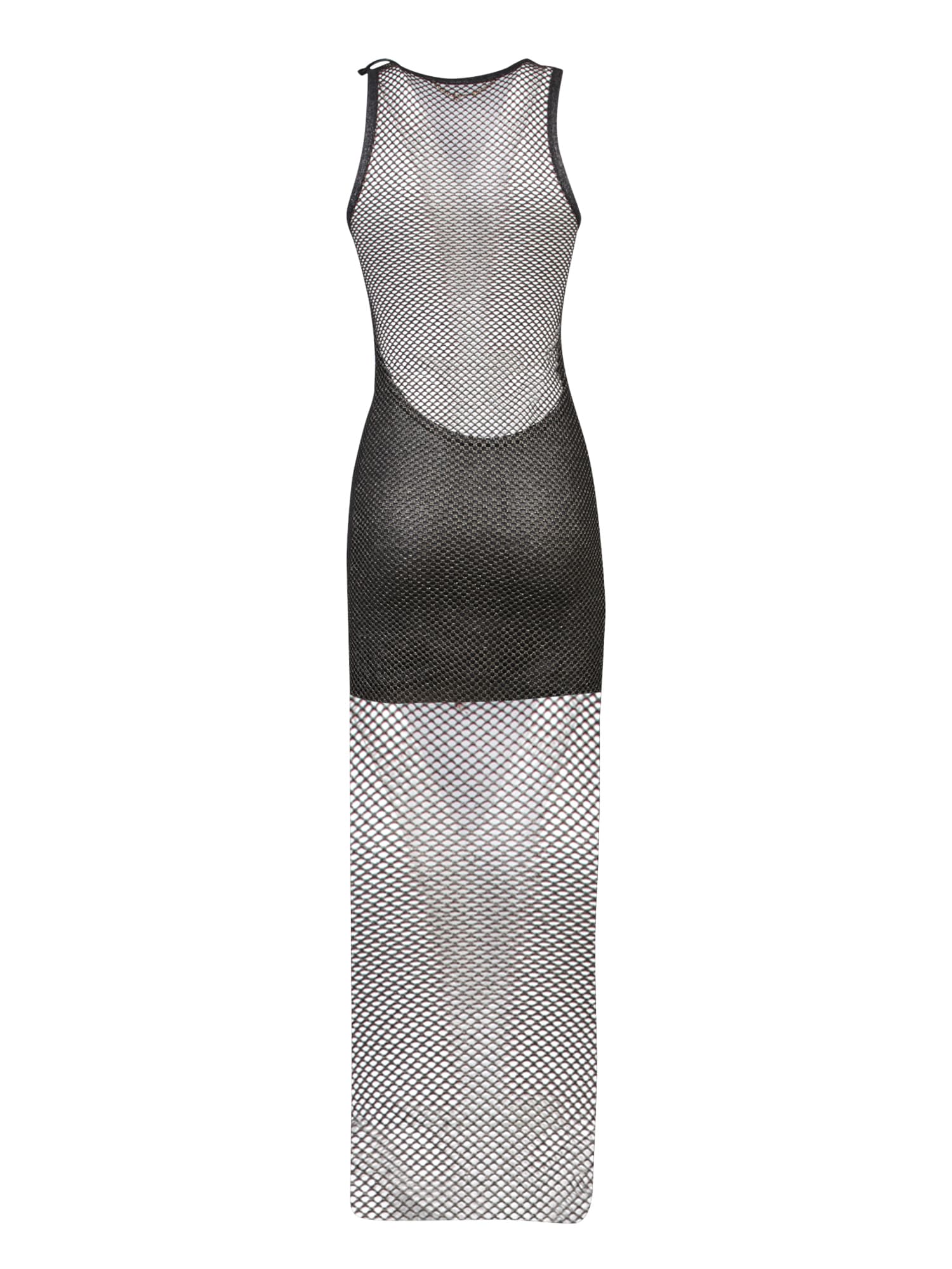 Palm Angels Double Layer Mesh Long Dress In Black