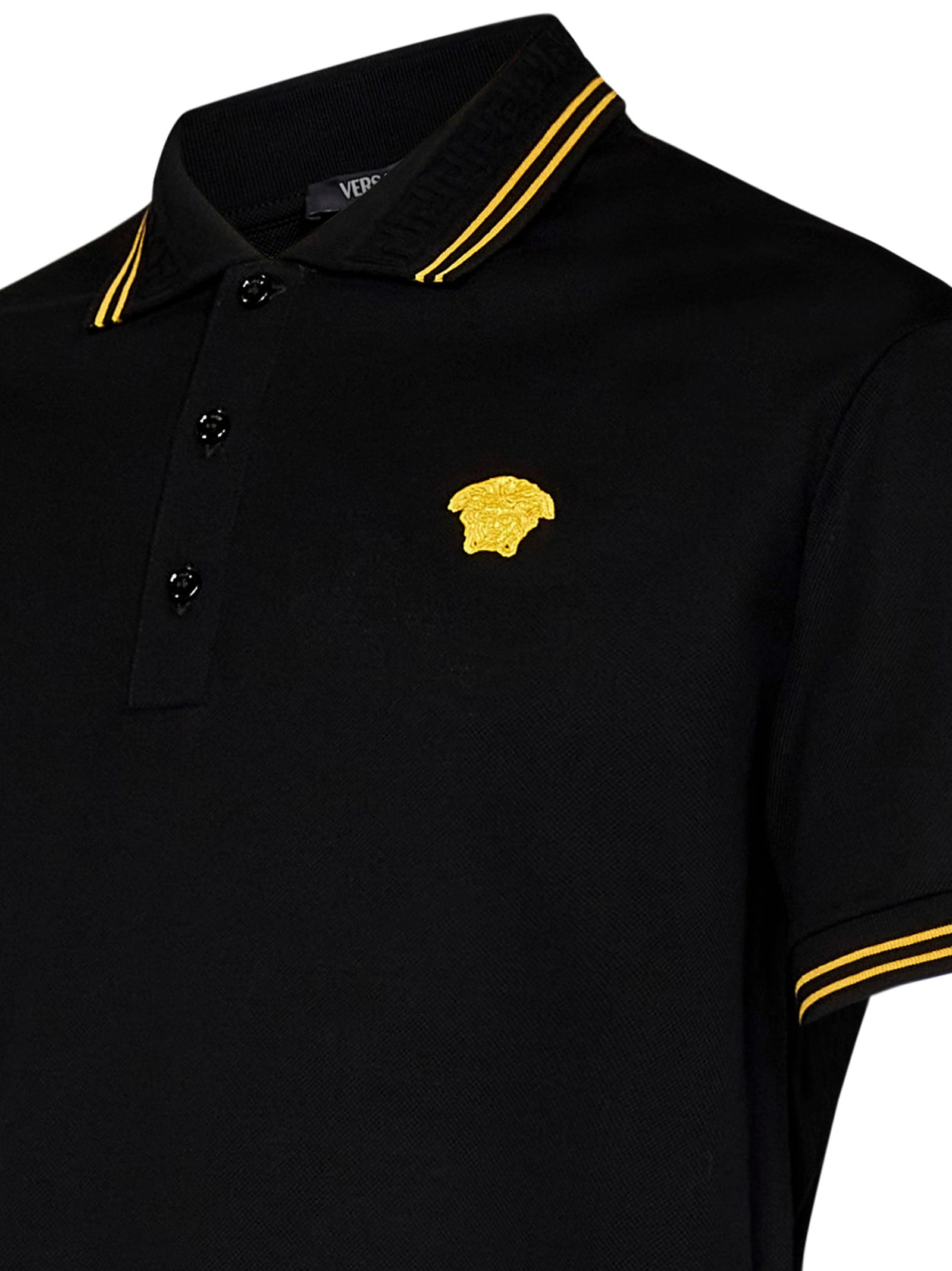 Shop Versace Medusa Polo Shirt In Black