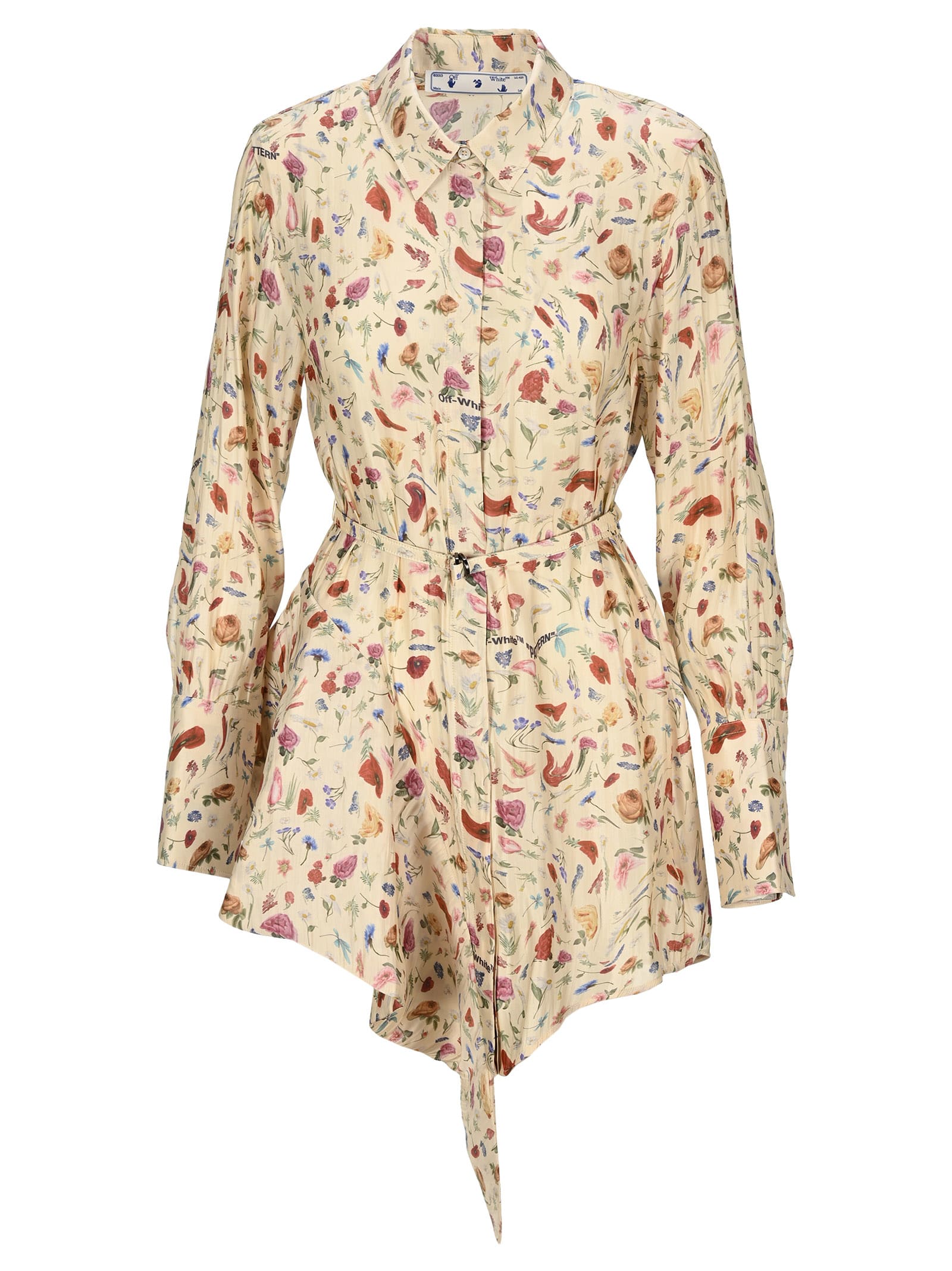 Off-White Off White Floral Shirt Dress