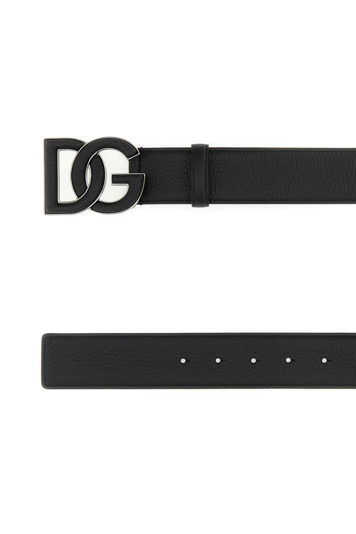 DOLCE & GABBANA BLACK LEATHER BELT 