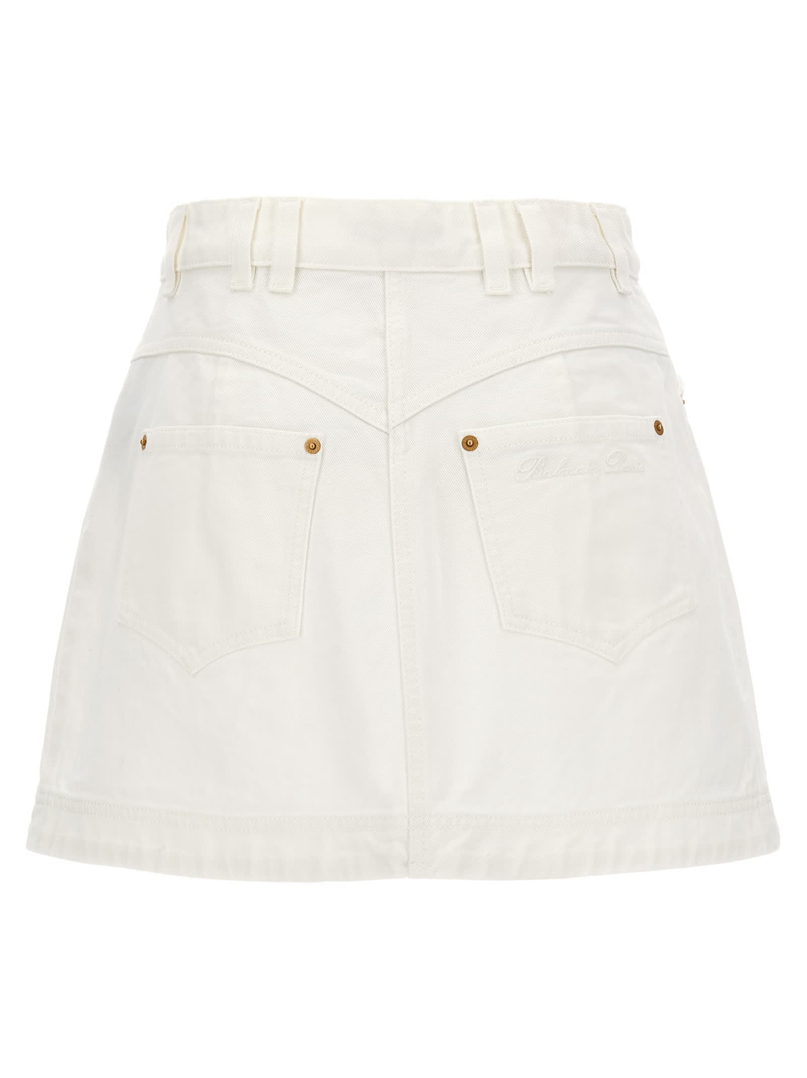 Shop Balmain Western Skirt In White