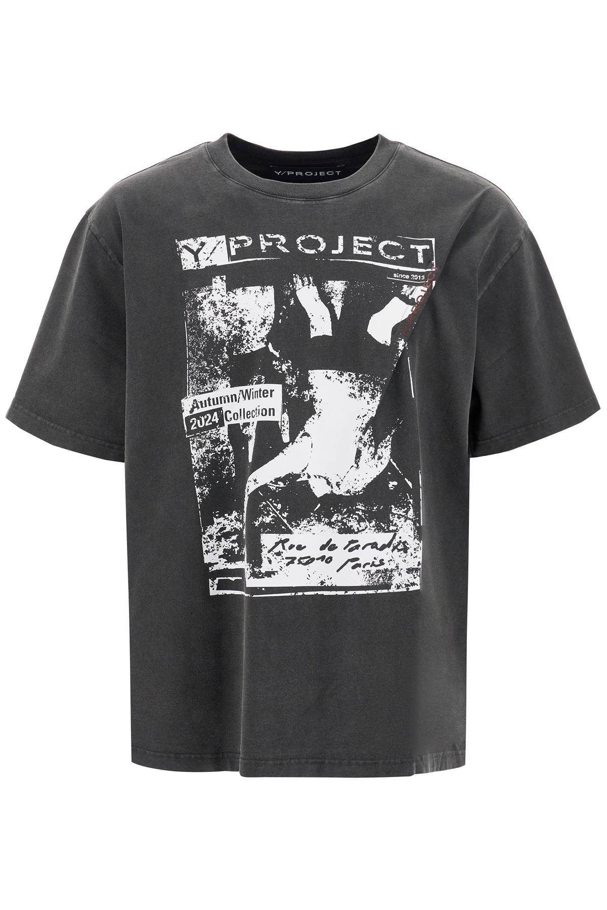 Shop Y/project T-shirt With Printed Pinch In Vintage Black (black)