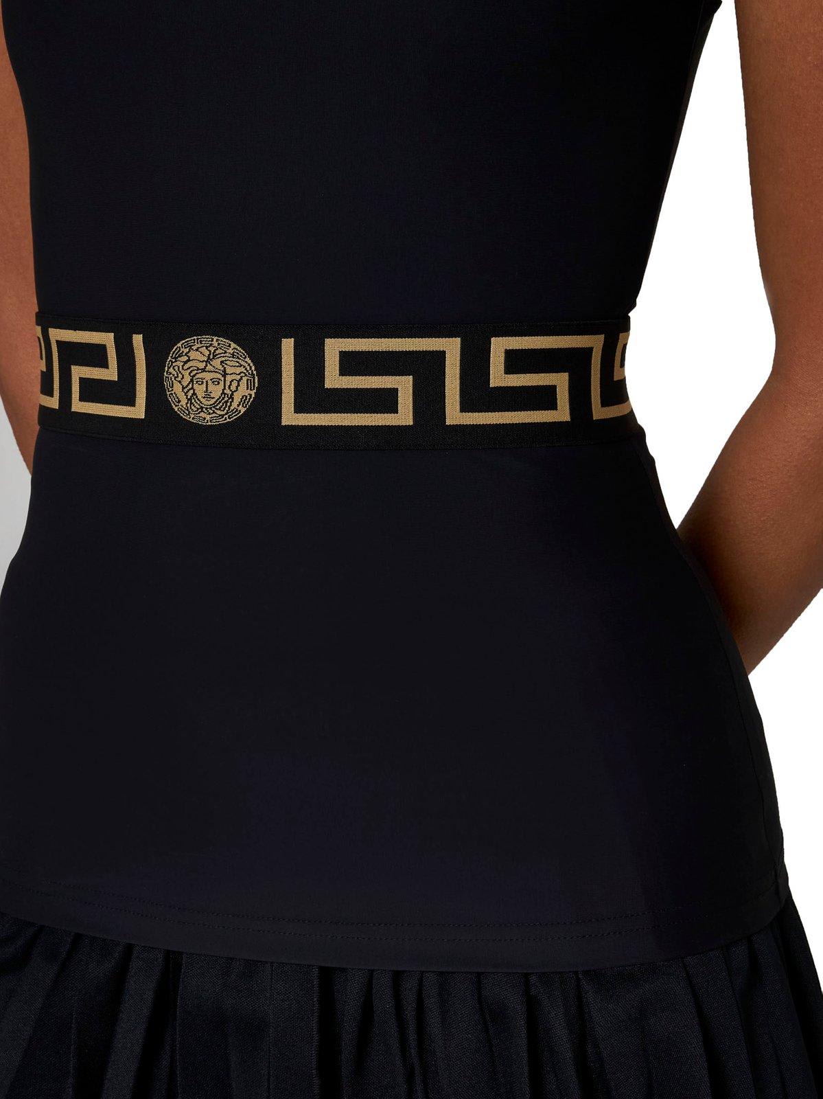 Shop Versace Logo-detailed Tank Top In Black/gold