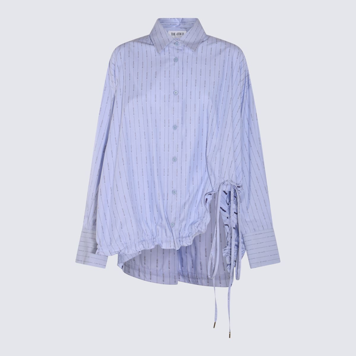 Shop Attico Light Blue Cotton Shirt In Blue Navy/sky