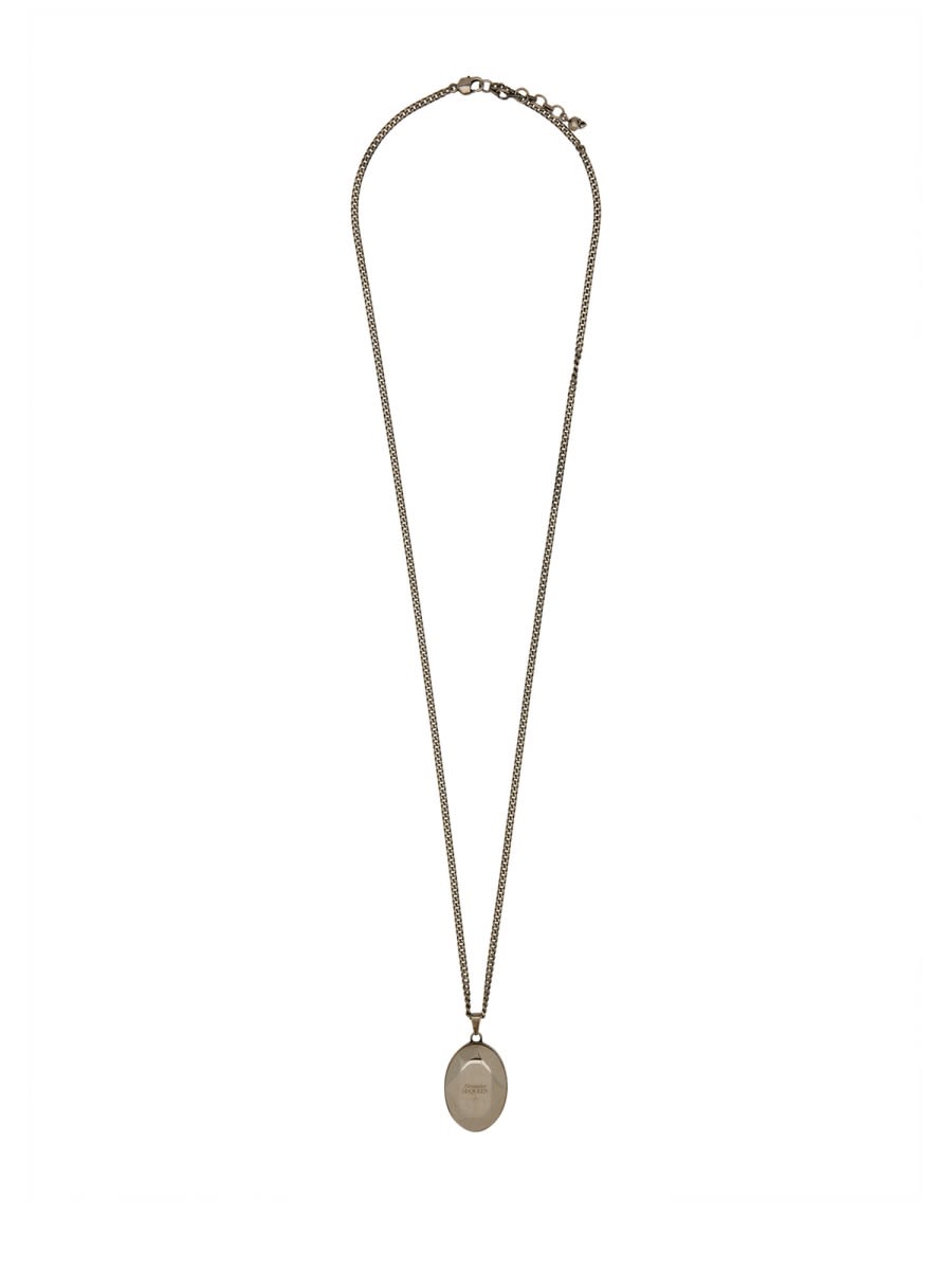 Shop Alexander Mcqueen Faceted Stone Necklace In Silver