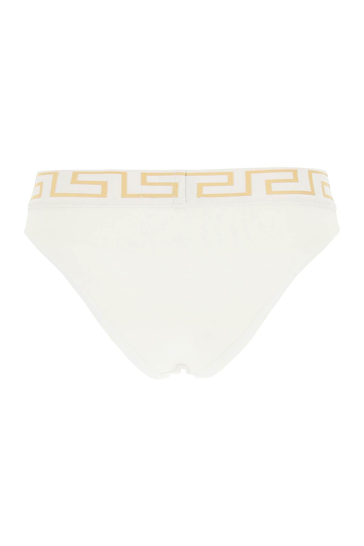 Shop Versace Greca Border Briefs In Optical White (white)
