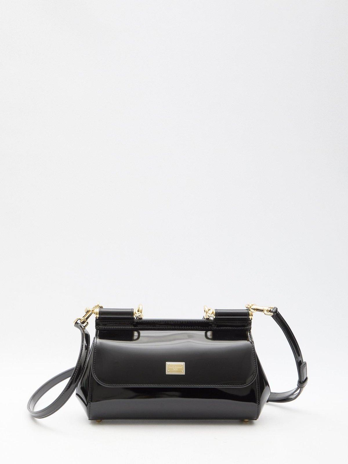 Shop Dolce & Gabbana Logo Plaque Sicily Handbag In Nero