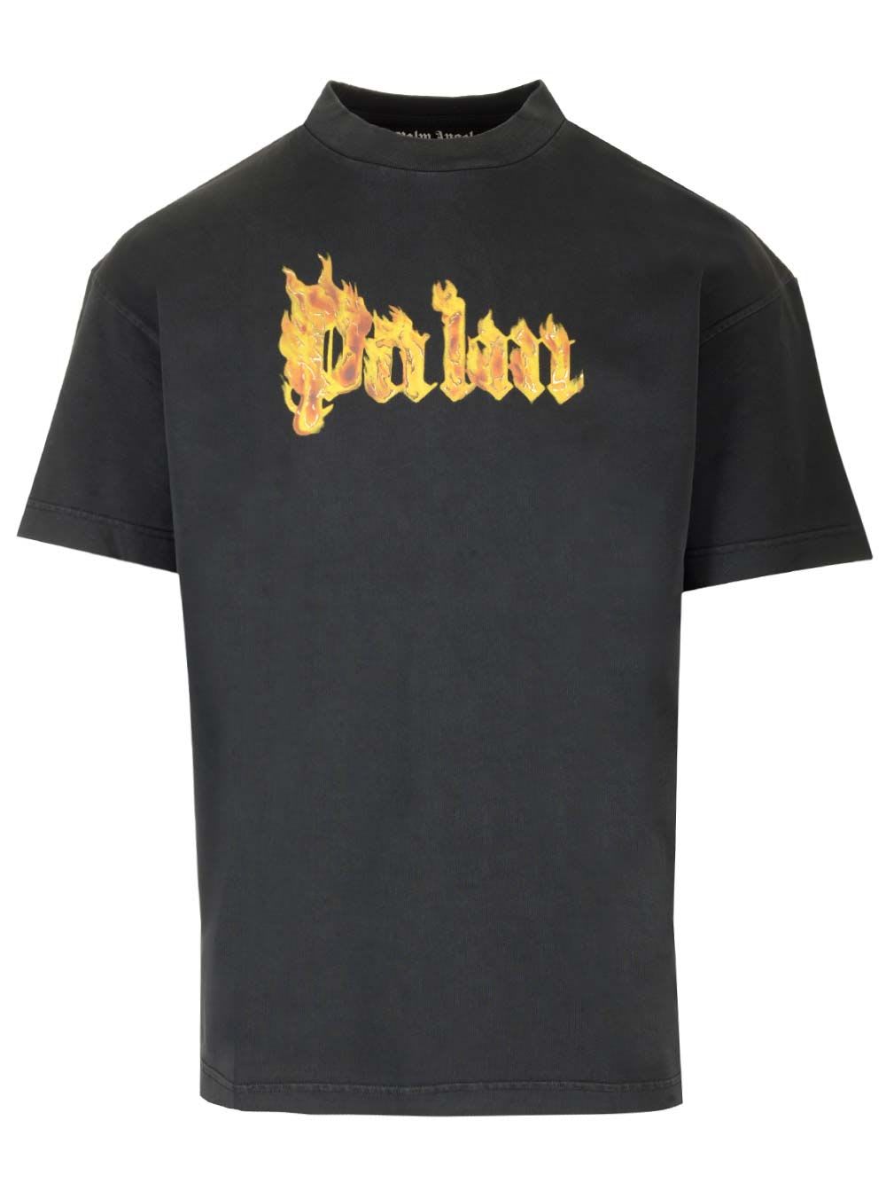 Shop Palm Angels Burning Logo T-shirt In Black