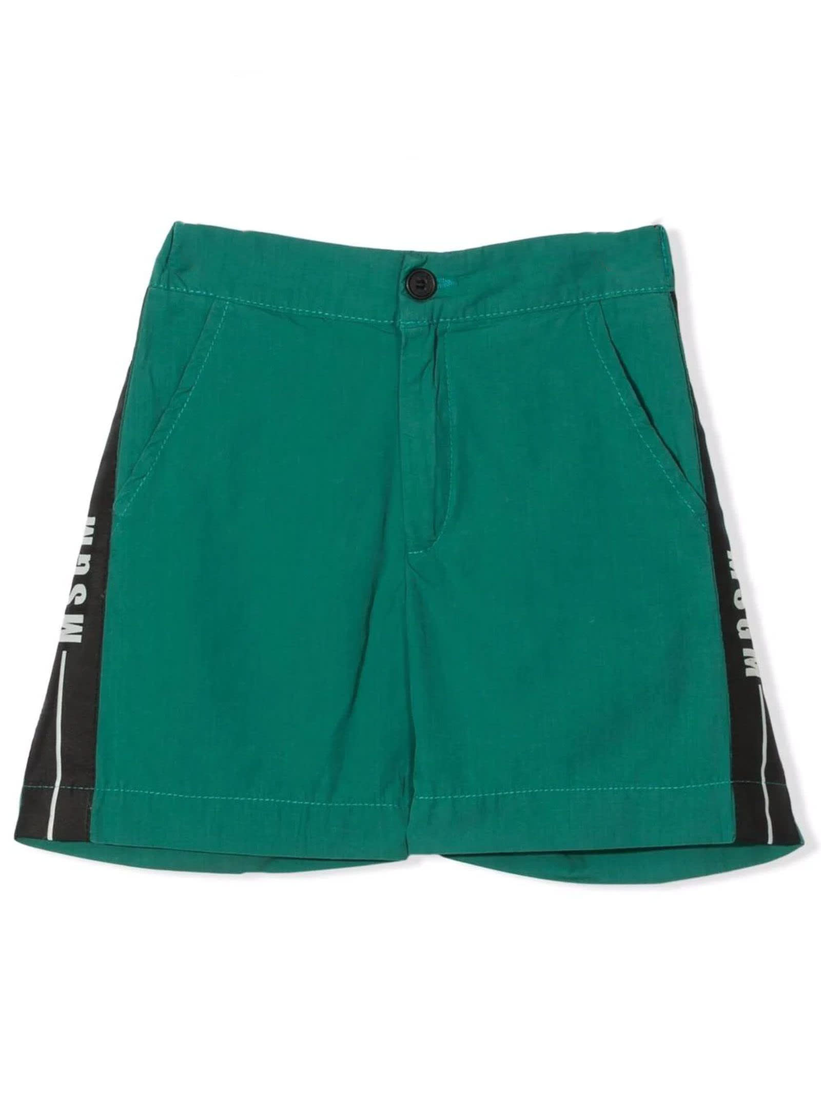 MSGM Green Cotton Shorts