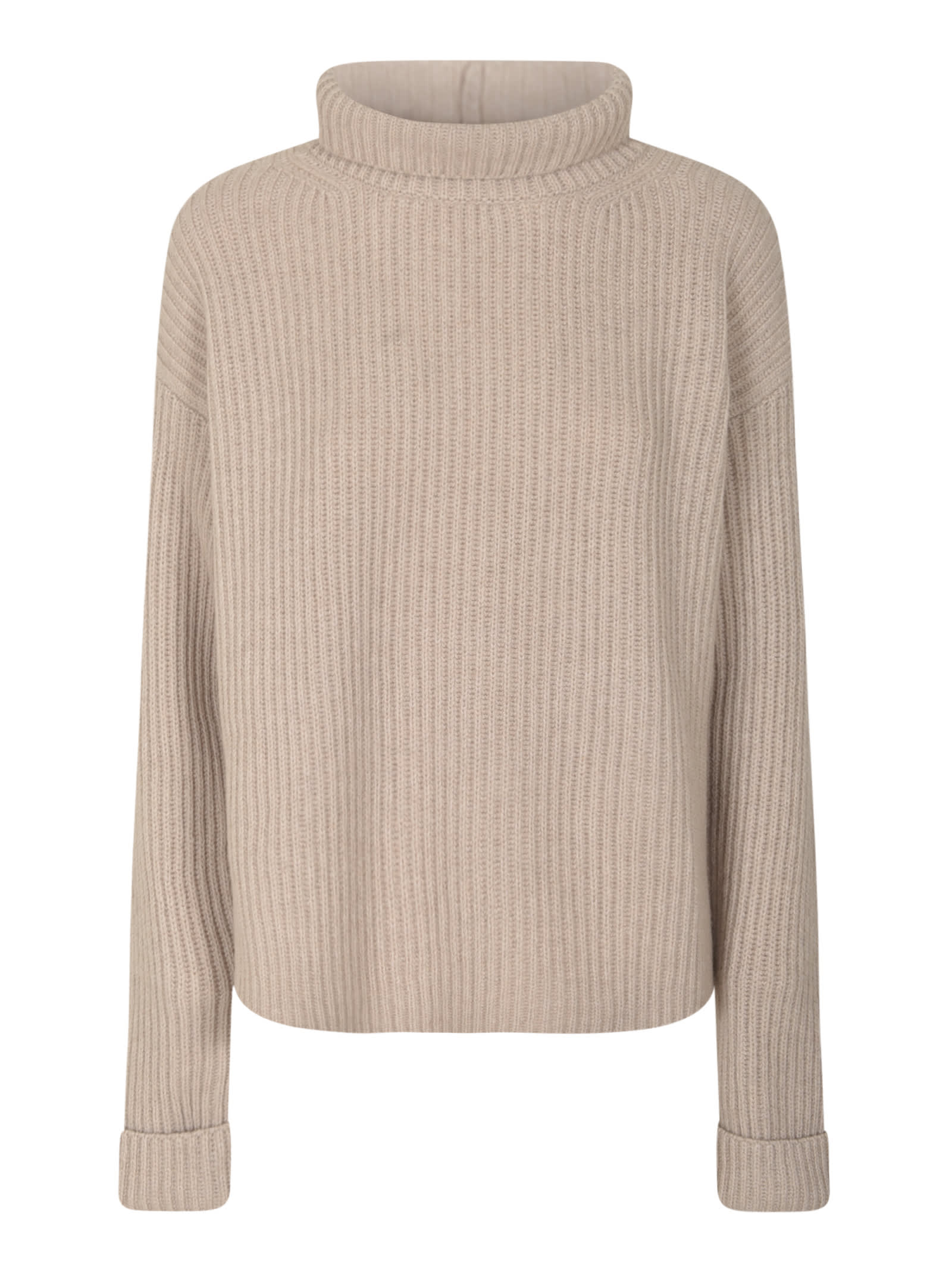 Wide Roll-neck Plain Pullover