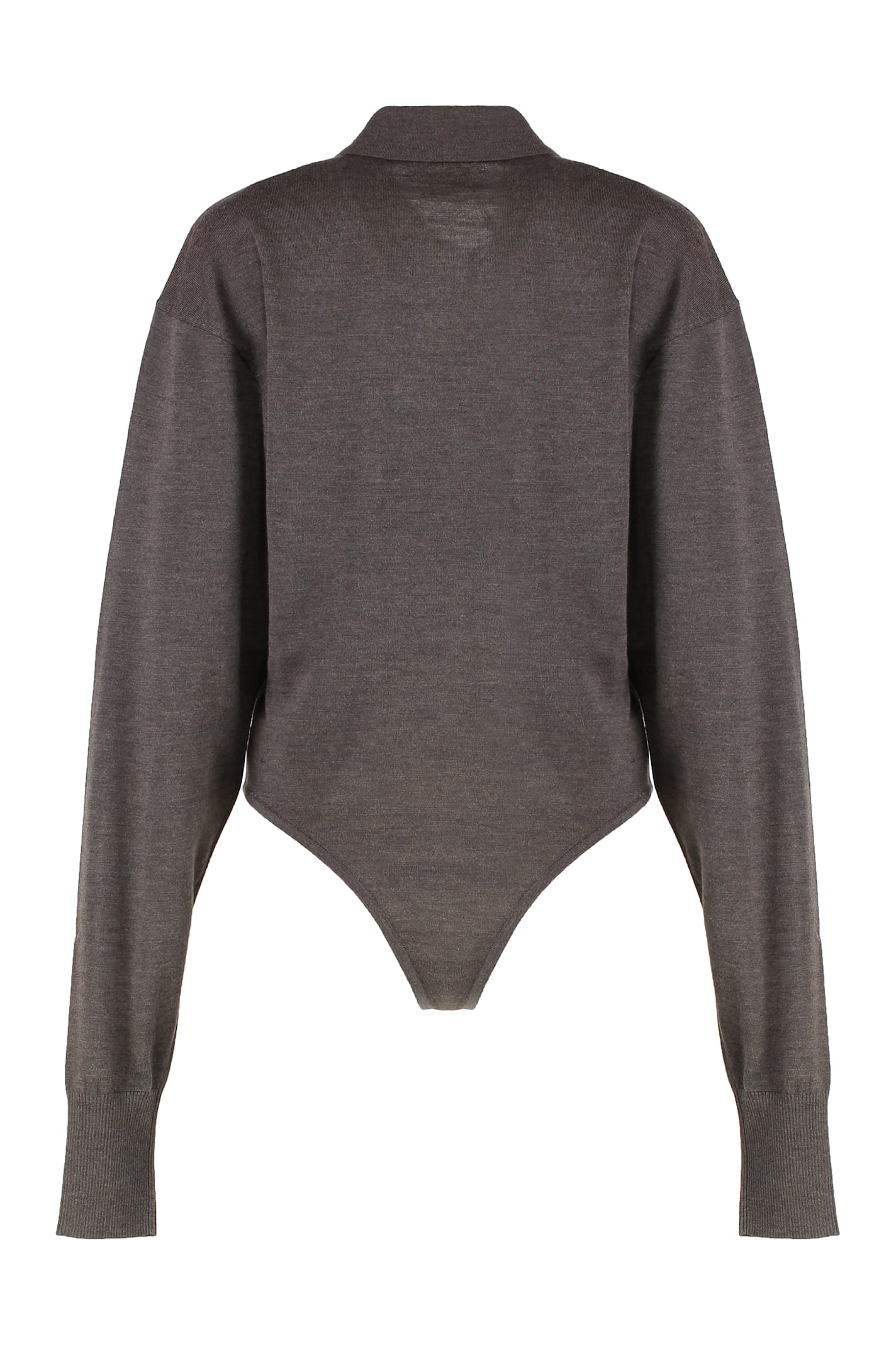 Jacquemus Long Sleeve Body Polo Collar In Brown