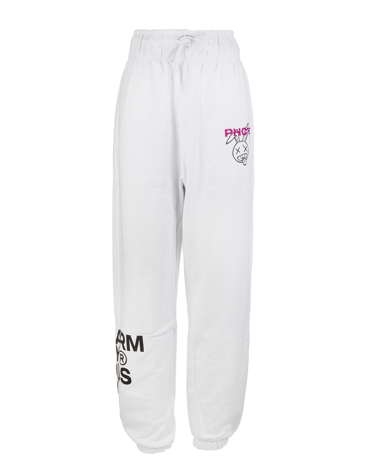 Pharmacy Industry White Woman Joggers With Logo And Rabbit