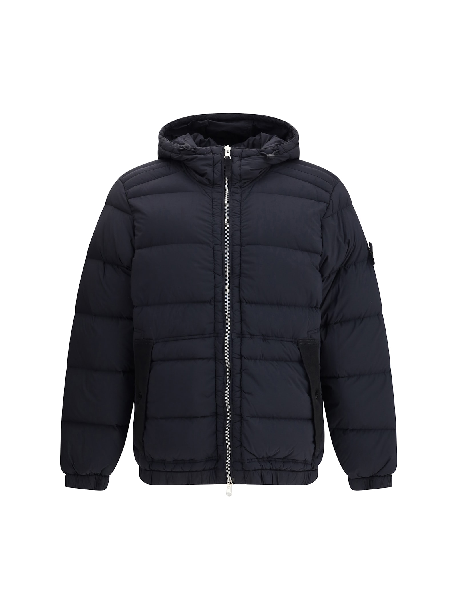 Stone Island Seamless Tunnel Hooded Down Jacket In Black