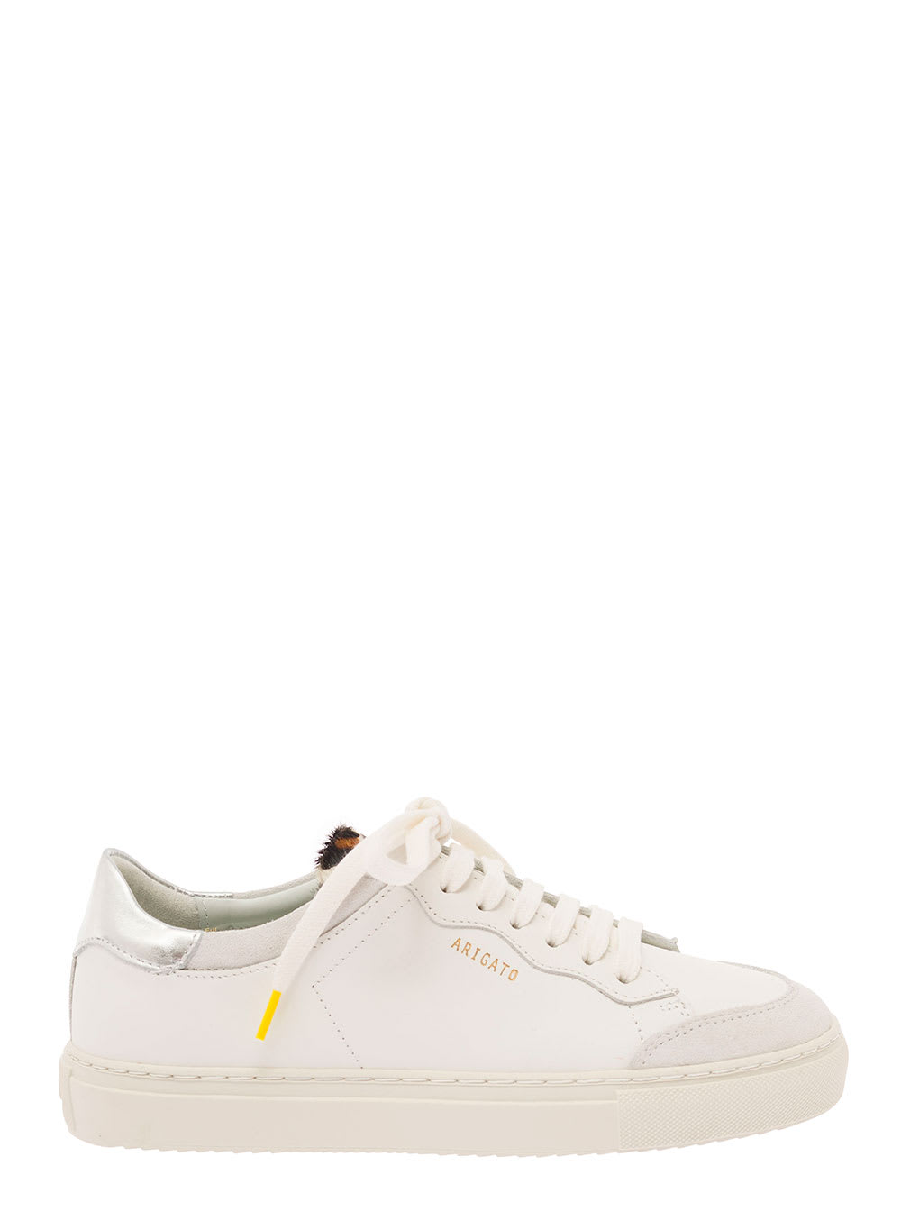Axel Arigato White Low-top Sneakers Wit Metallic Heel Tab In Smooth Leather Woman