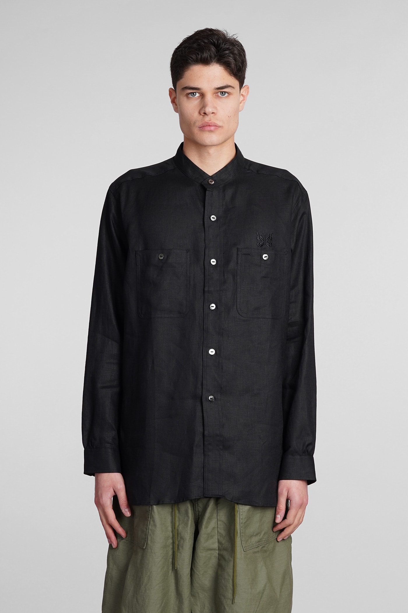 Shop Needles Shirt In Black Linen