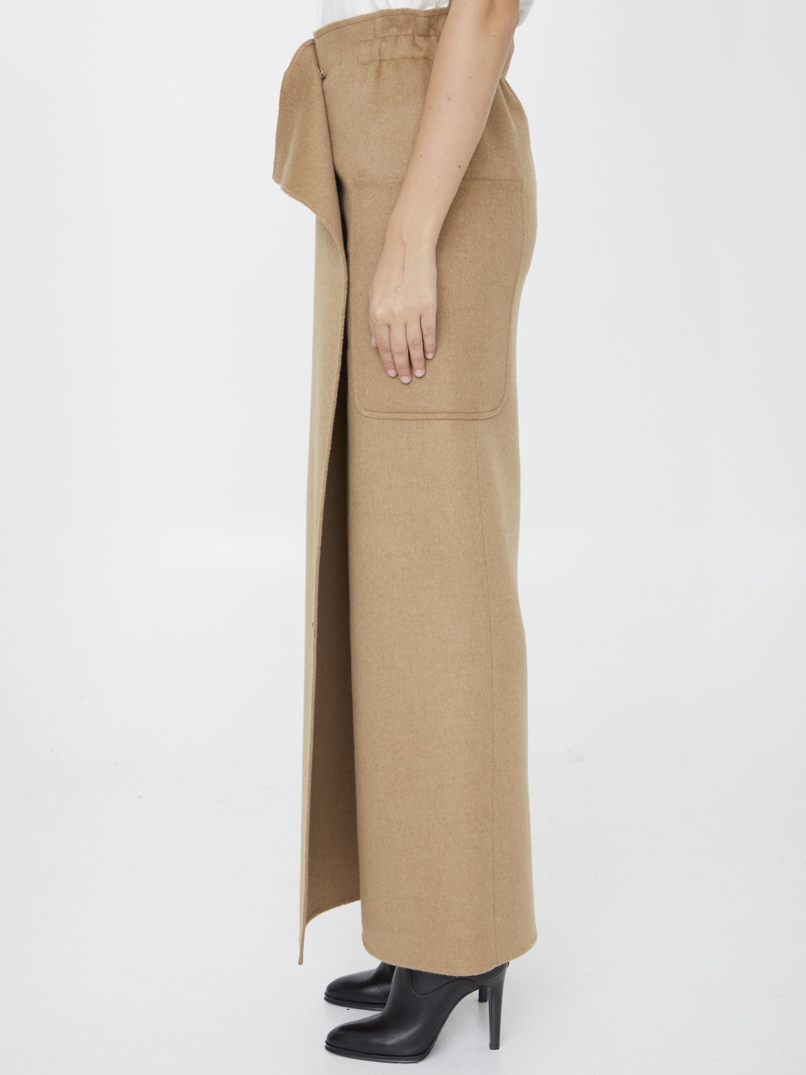 Shop Max Mara Carbone Skirt In Camel