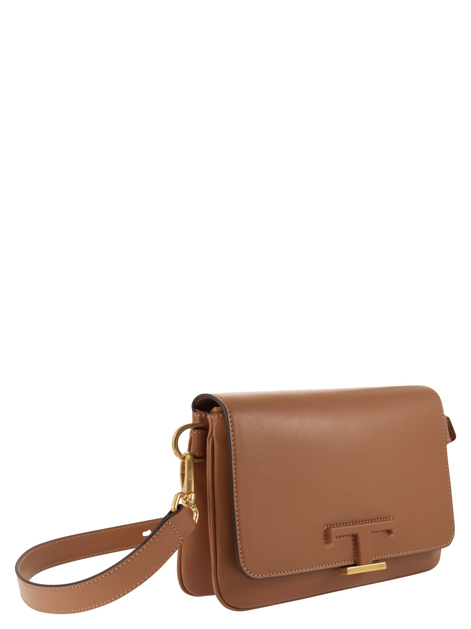 Shop Tod's T Timeless Leather Mini Bum Bag In Cognac