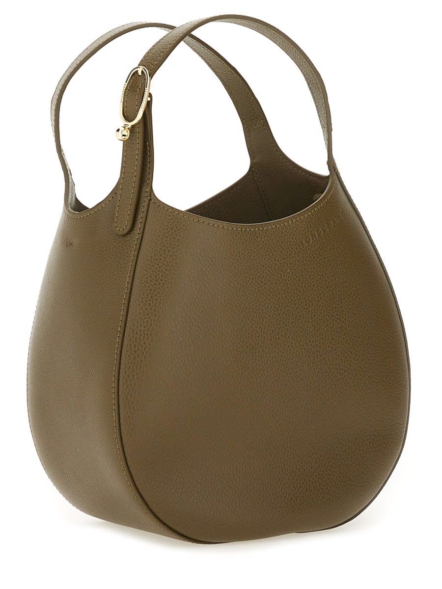 Longchamp Textured Pebbled Shoulder Bag With Strap And Handle In Brown