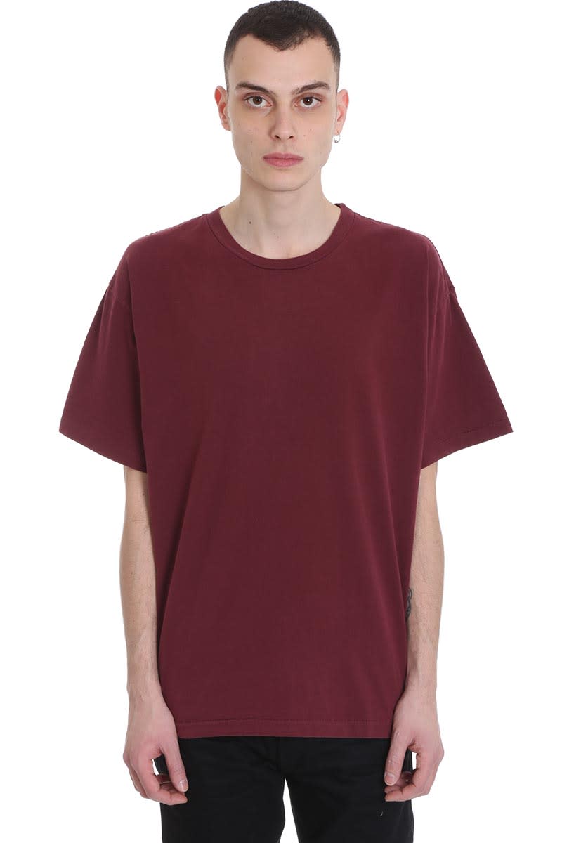 JOHN ELLIOTT UNIVERSITY TEE T-SHIRT IN BORDEAUX COTTON,11256598