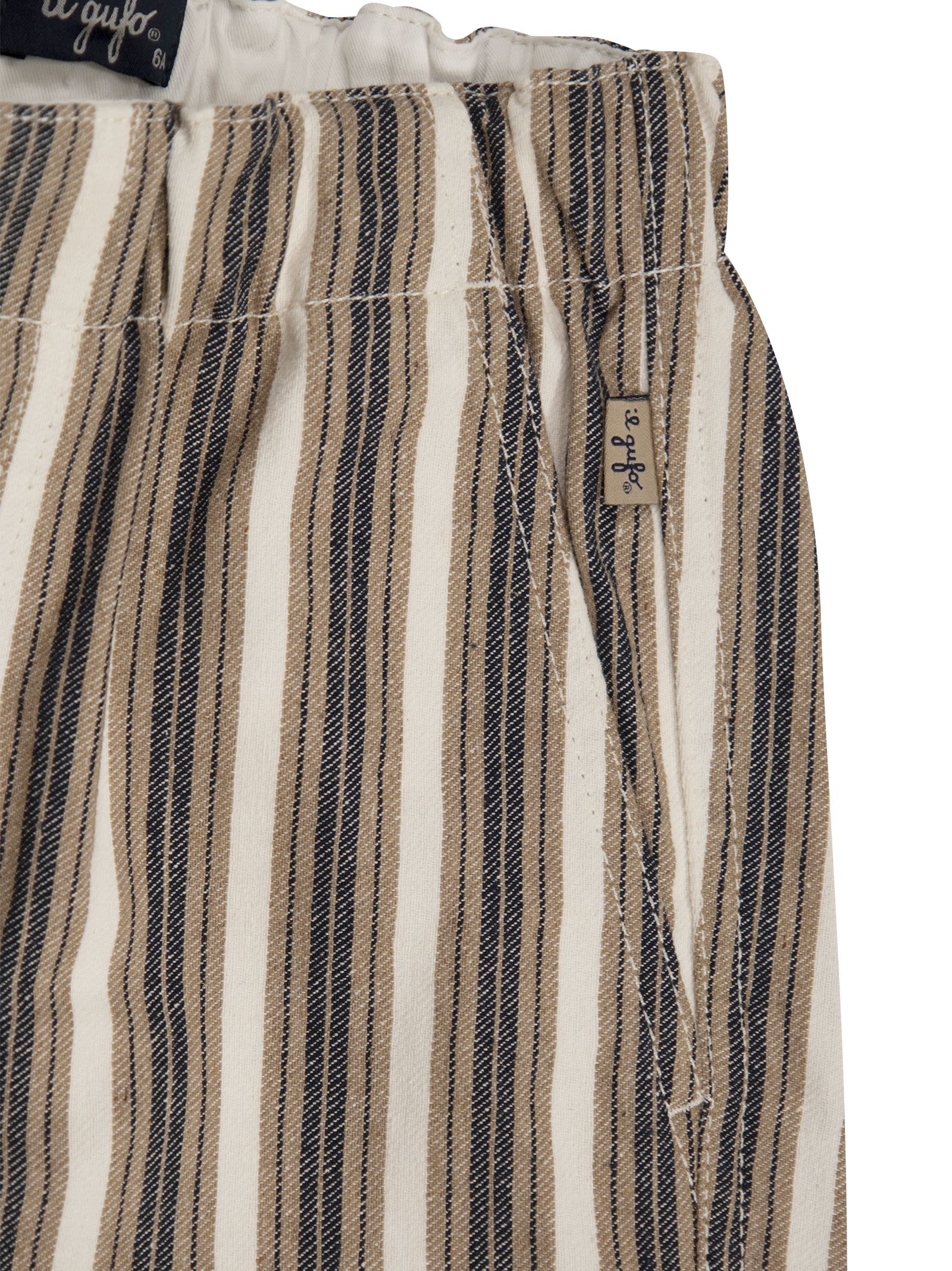 Shop Il Gufo Striped Cotton Bermuda Shorts In Sand