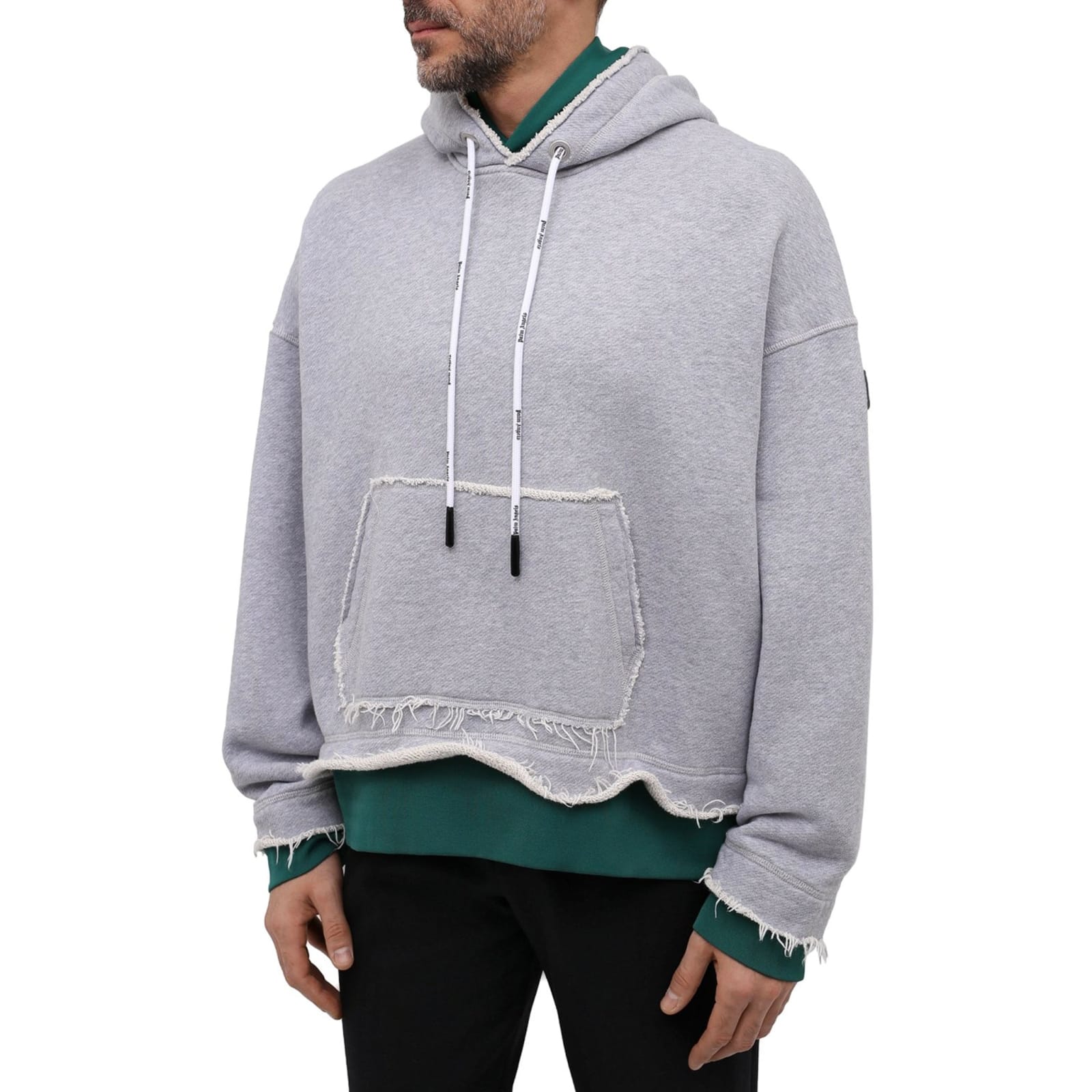 Shop Palm Angels Double Layered Hoodie In Gray