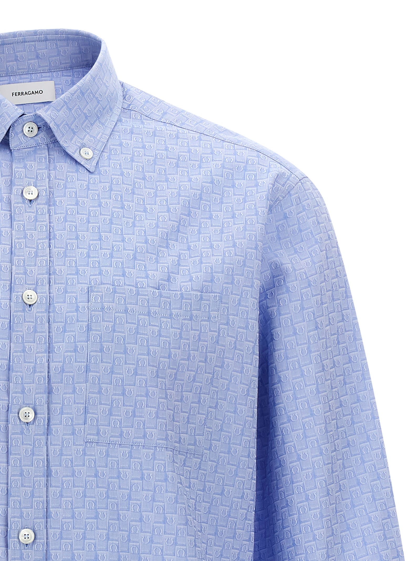 Ferragamo Gangini Shirt In Light Blue