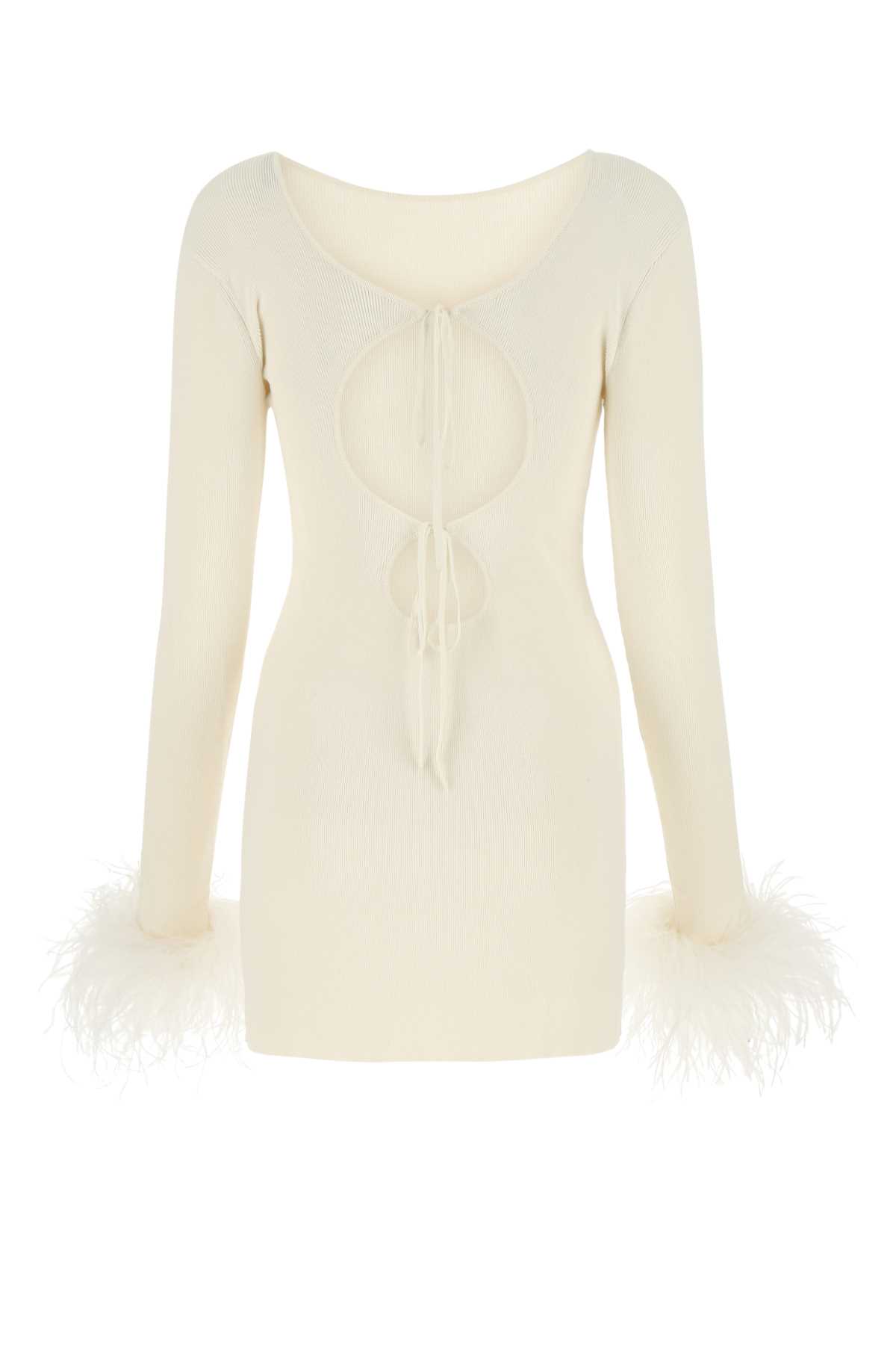Shop Magda Butrym Ivory Stretch Cotton Blend Mini Dress In Cream