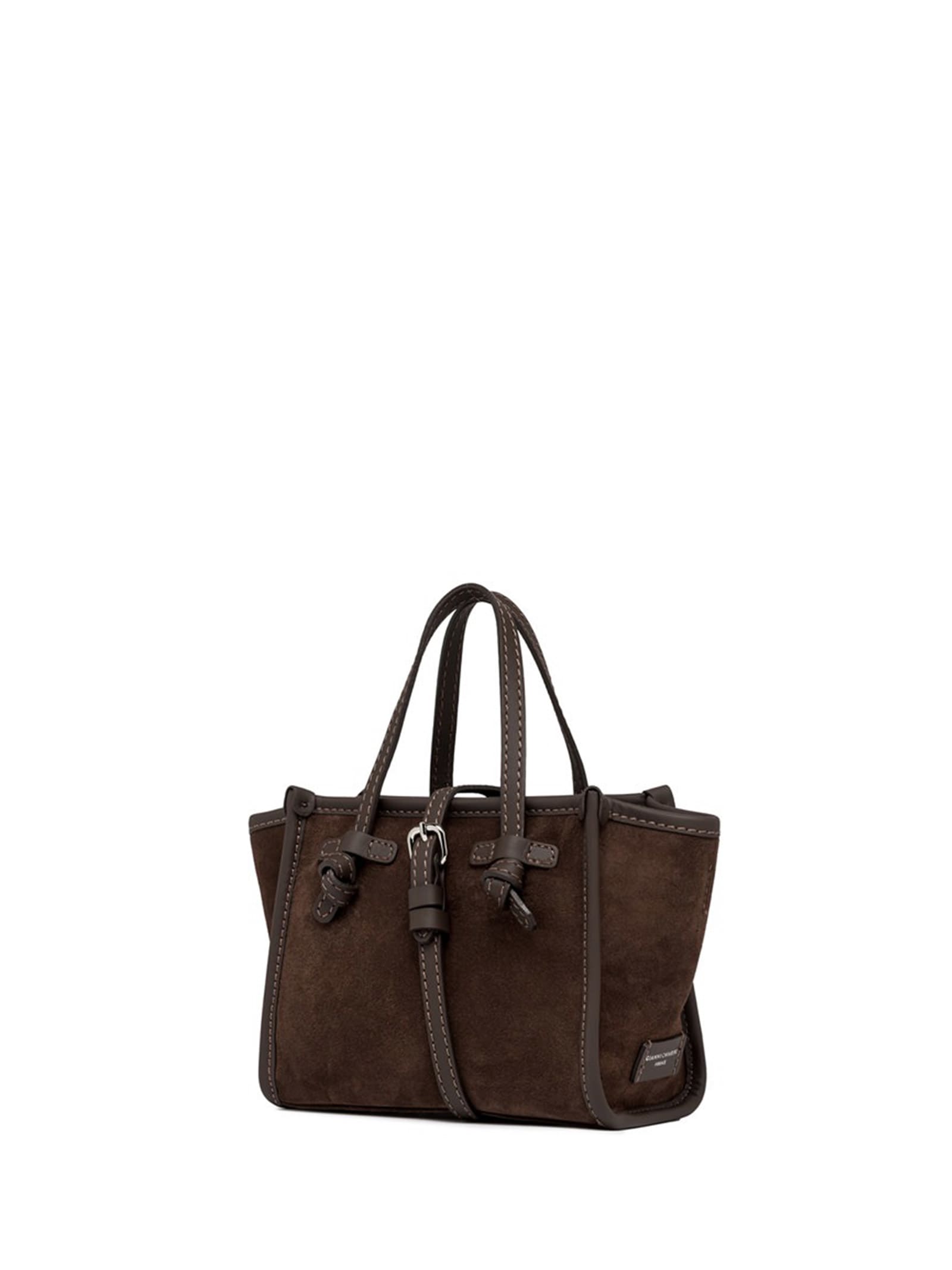 Shop Gianni Chiarini Miss Marcella Suede Shopping Bag In Chocolate