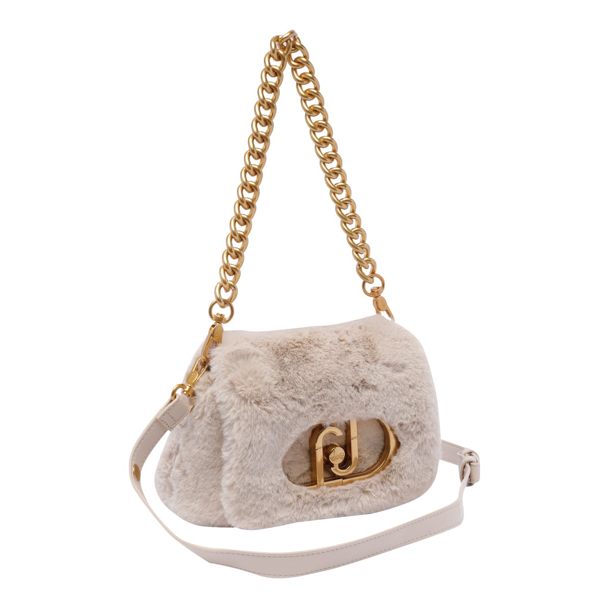 Shop Liu •jo Logo Crossbody Bag In Beige