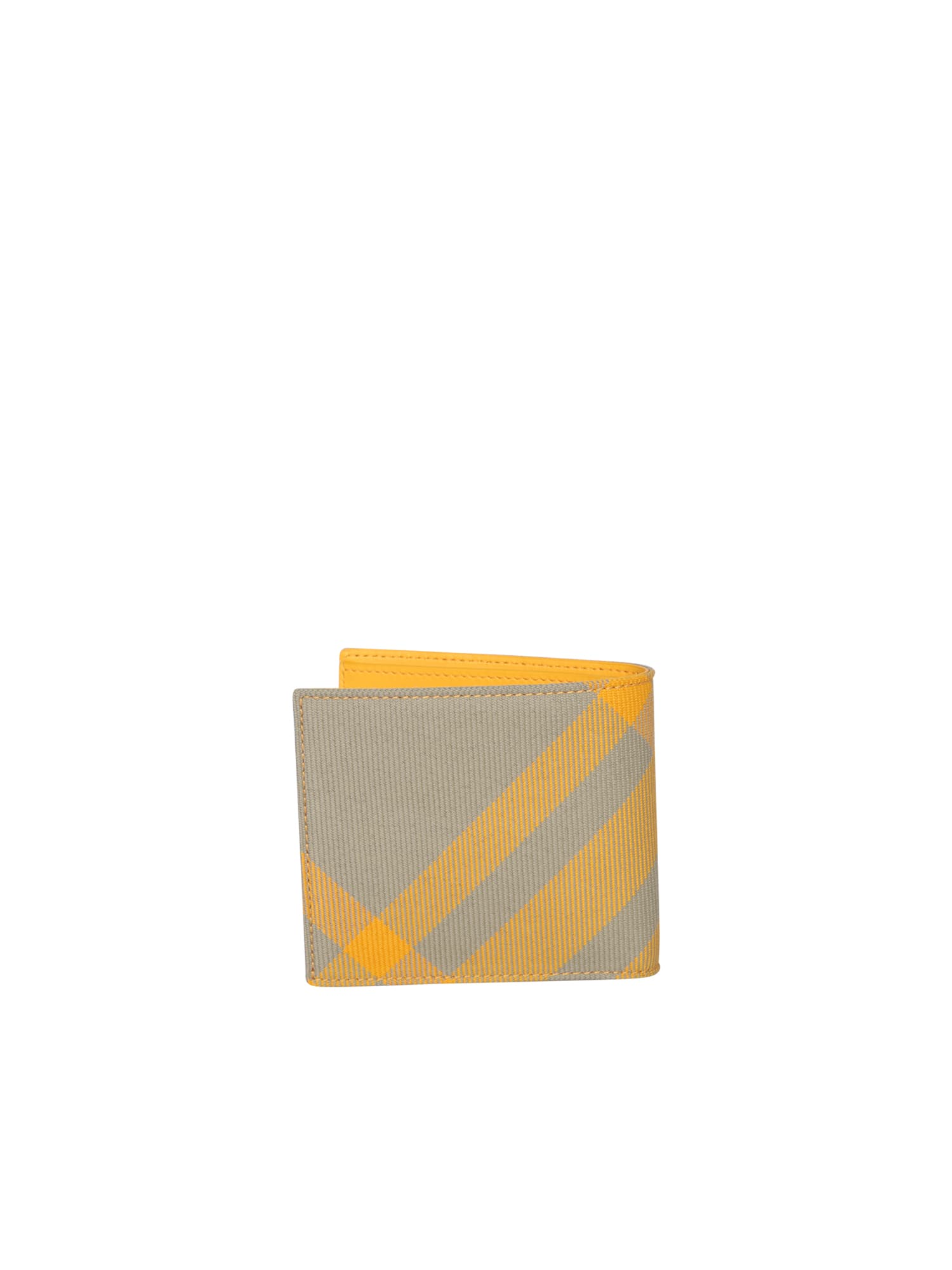 Shop Burberry Wool And Leather Wallet In Yellow