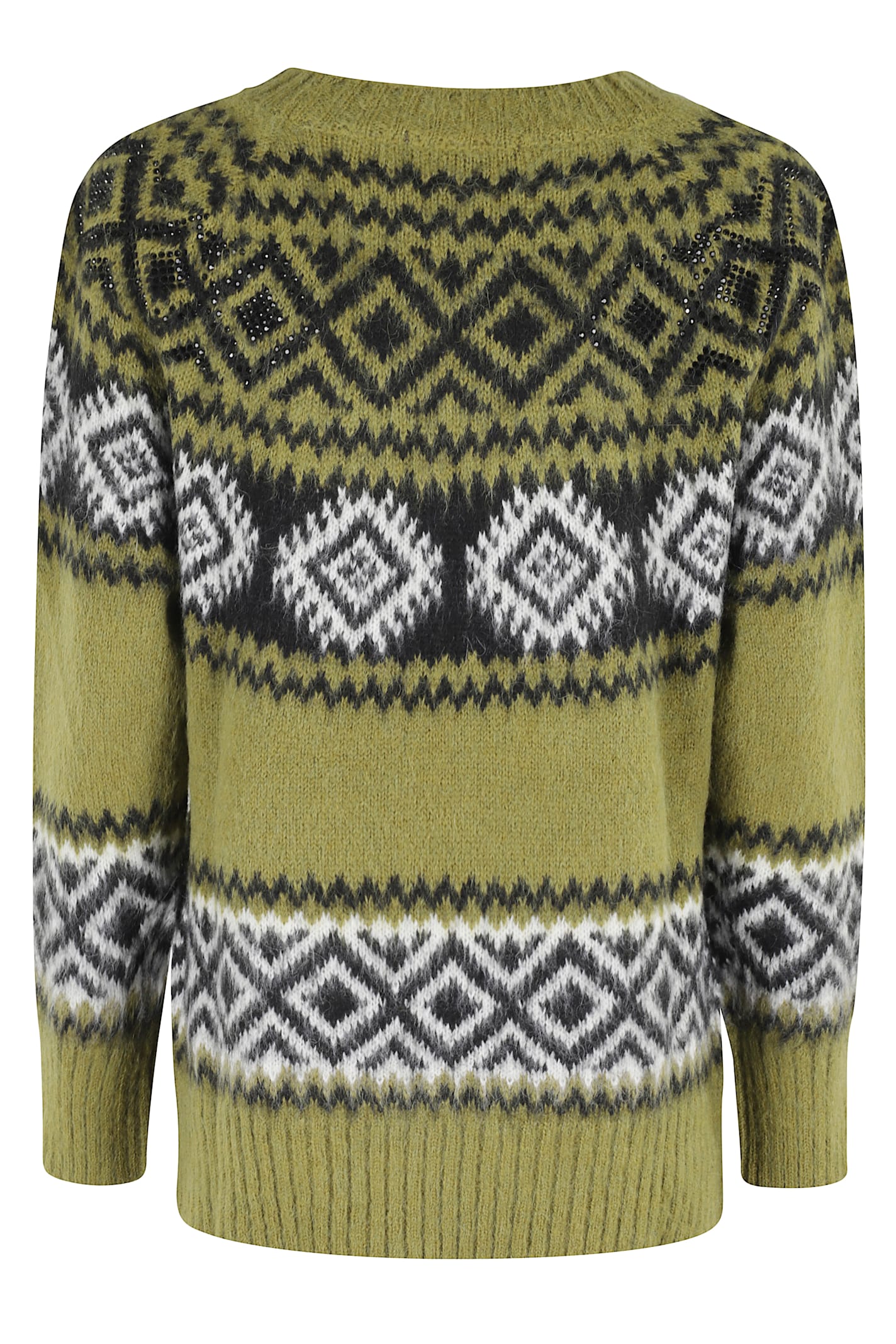 Ermanno Firenze Crew-neck Fair-isle Sweater In Green