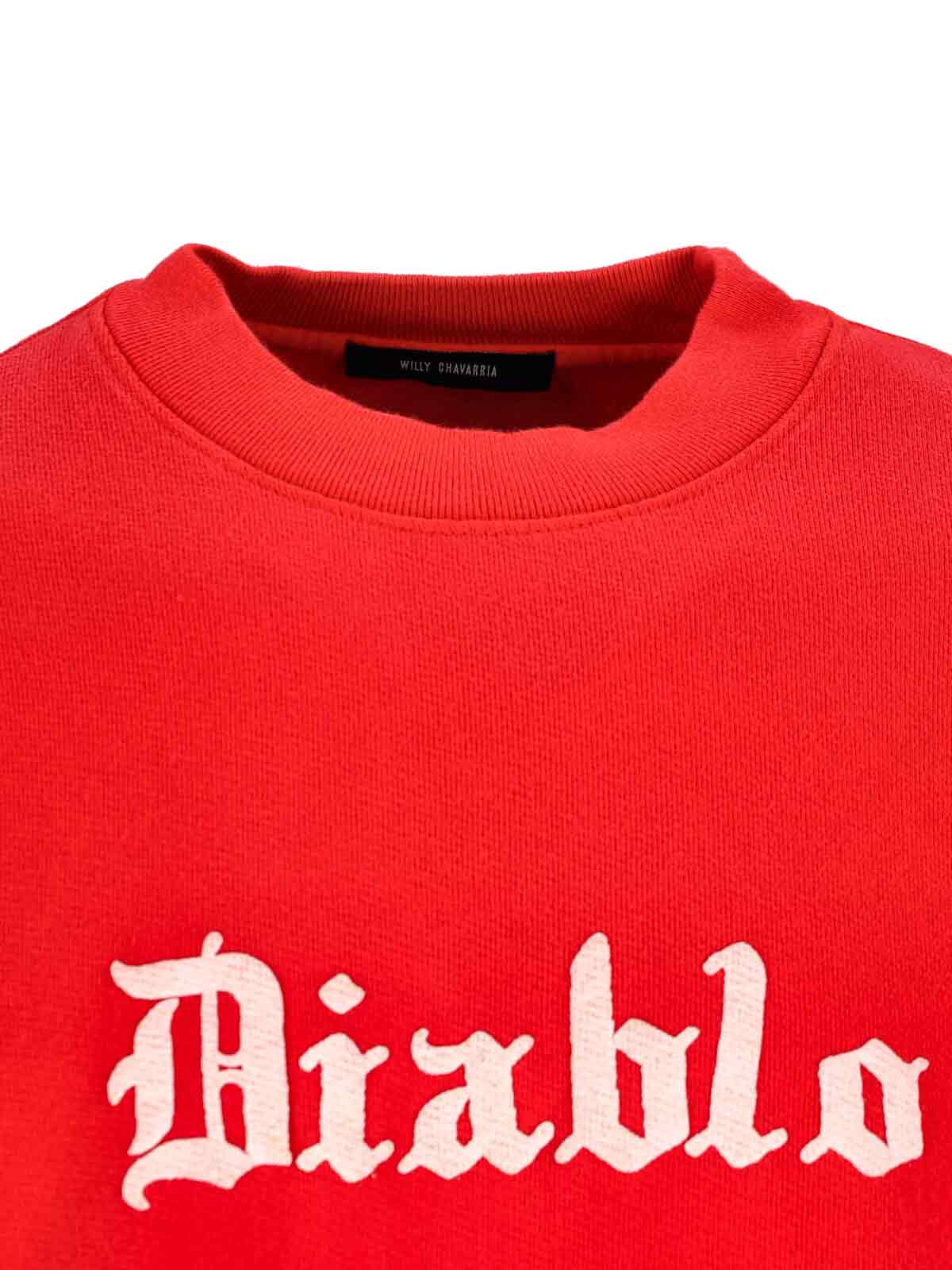 Willy Chavarria Diablo Hooligan Crew Neck Sweatshirt In Red