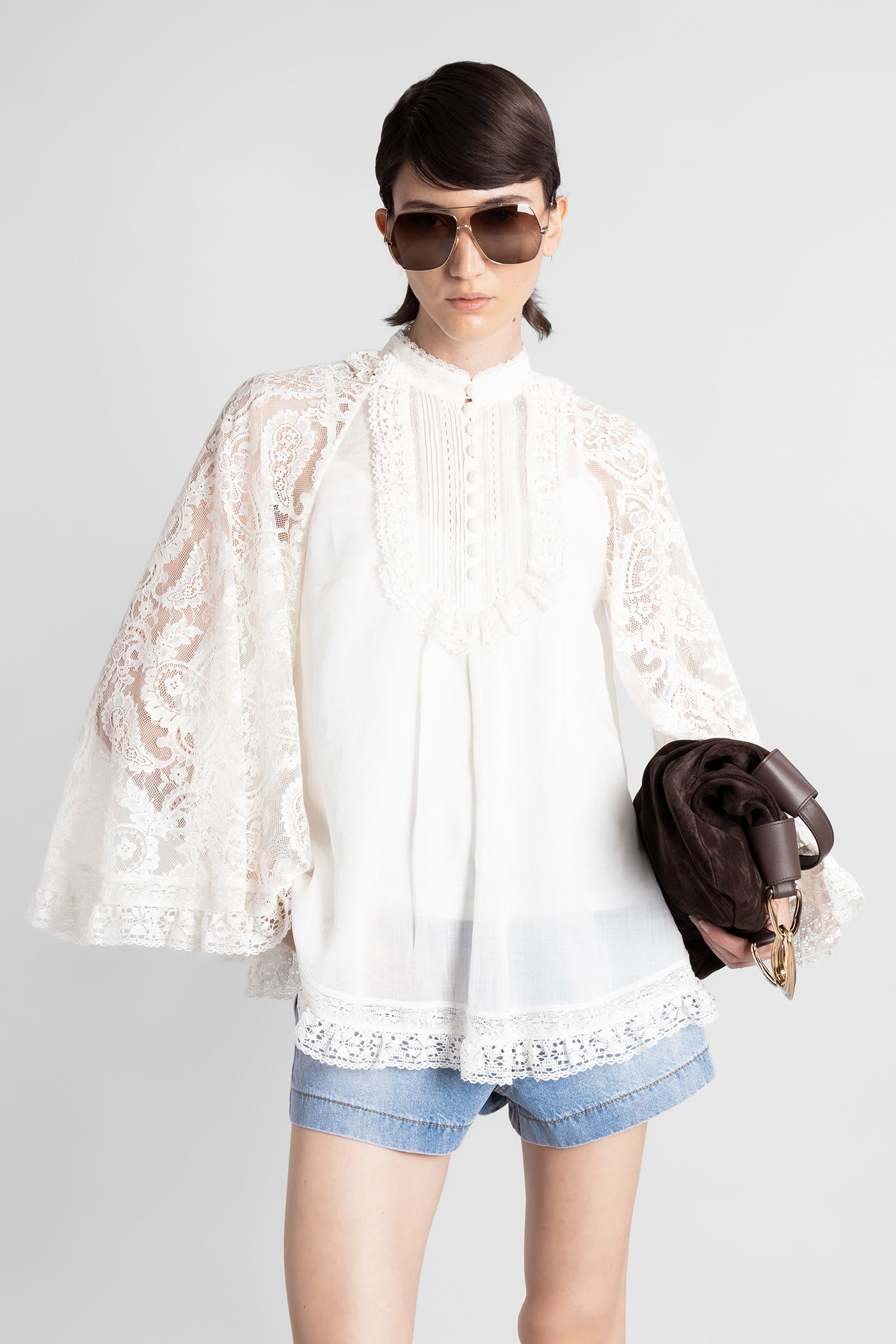 Zimmermann Ascension Lace And Crochet-trimmed Pintucked Ramie Blouse In White