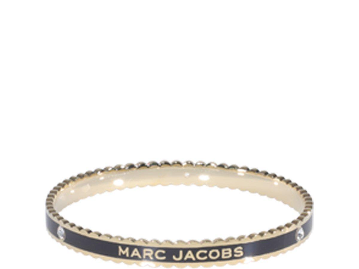 Marc Jacobs The Medallion Scalloped Logo Detailed Bracelet In Black/gold