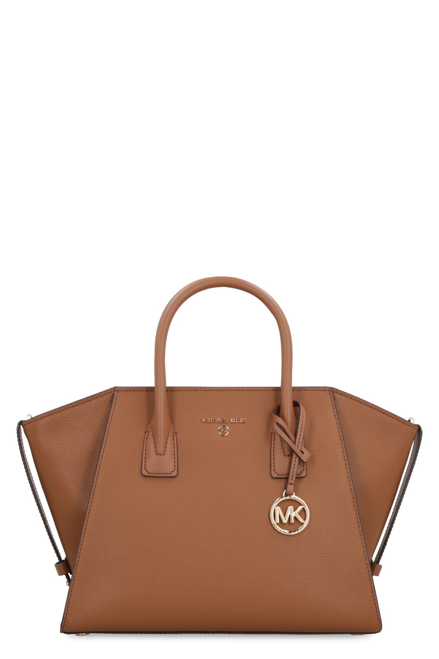 Shop Michael Michael Kors Avril Leather Handbag In Brown