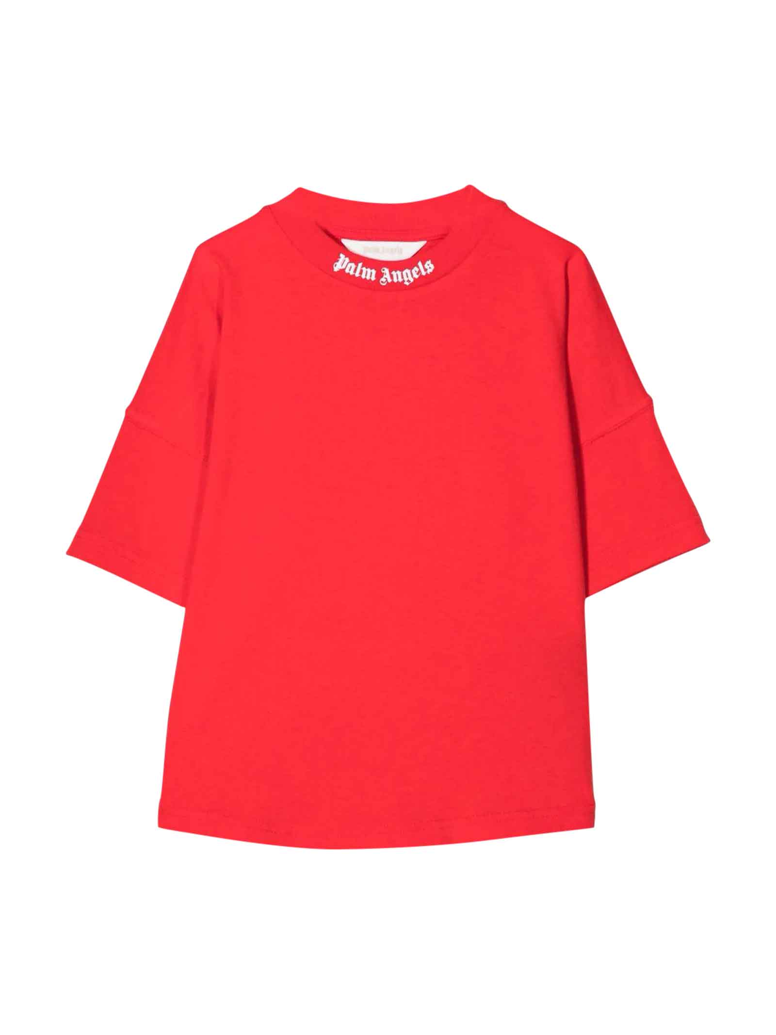 Palm Angels Red T-shirt With White Print