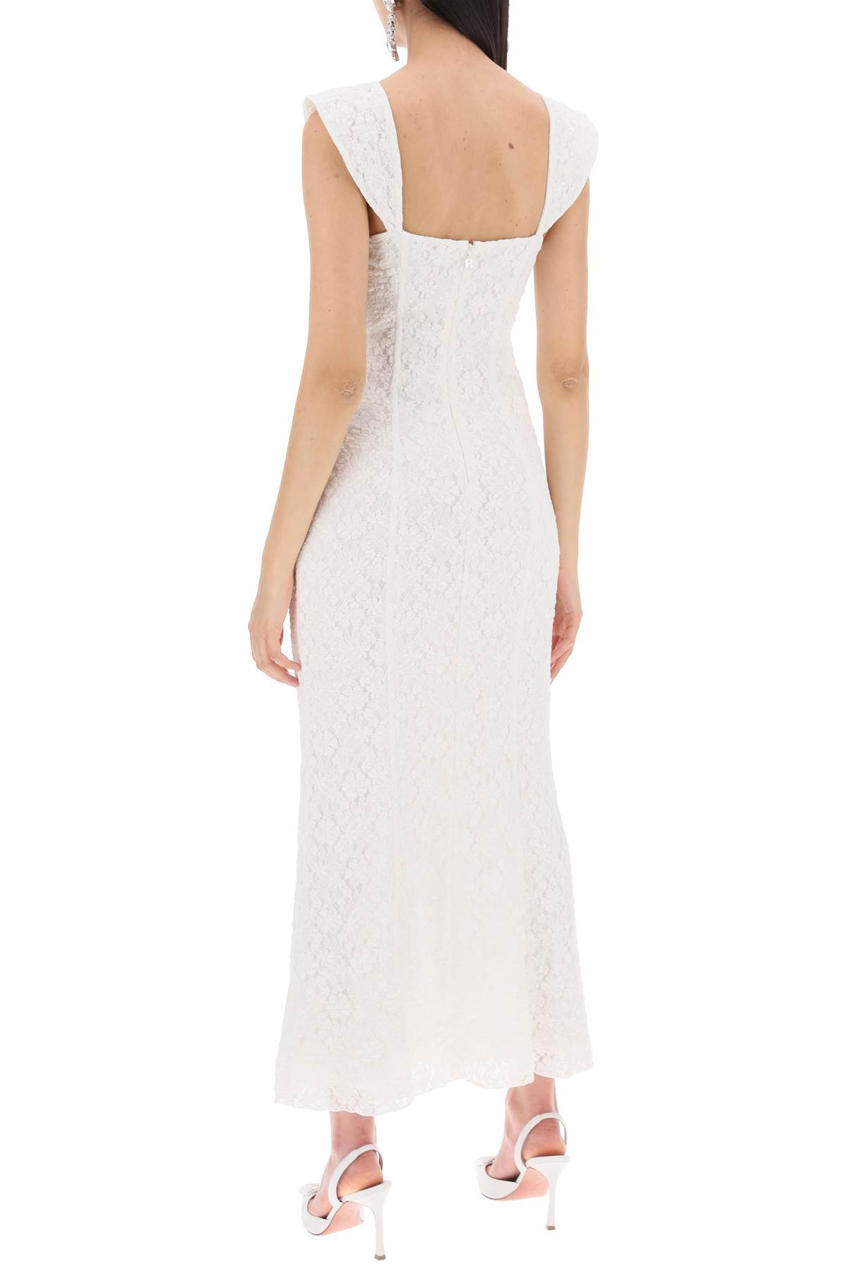 Shop Rotate Birger Christensen Maxi Lace Dress In Italian In Bright White (white)